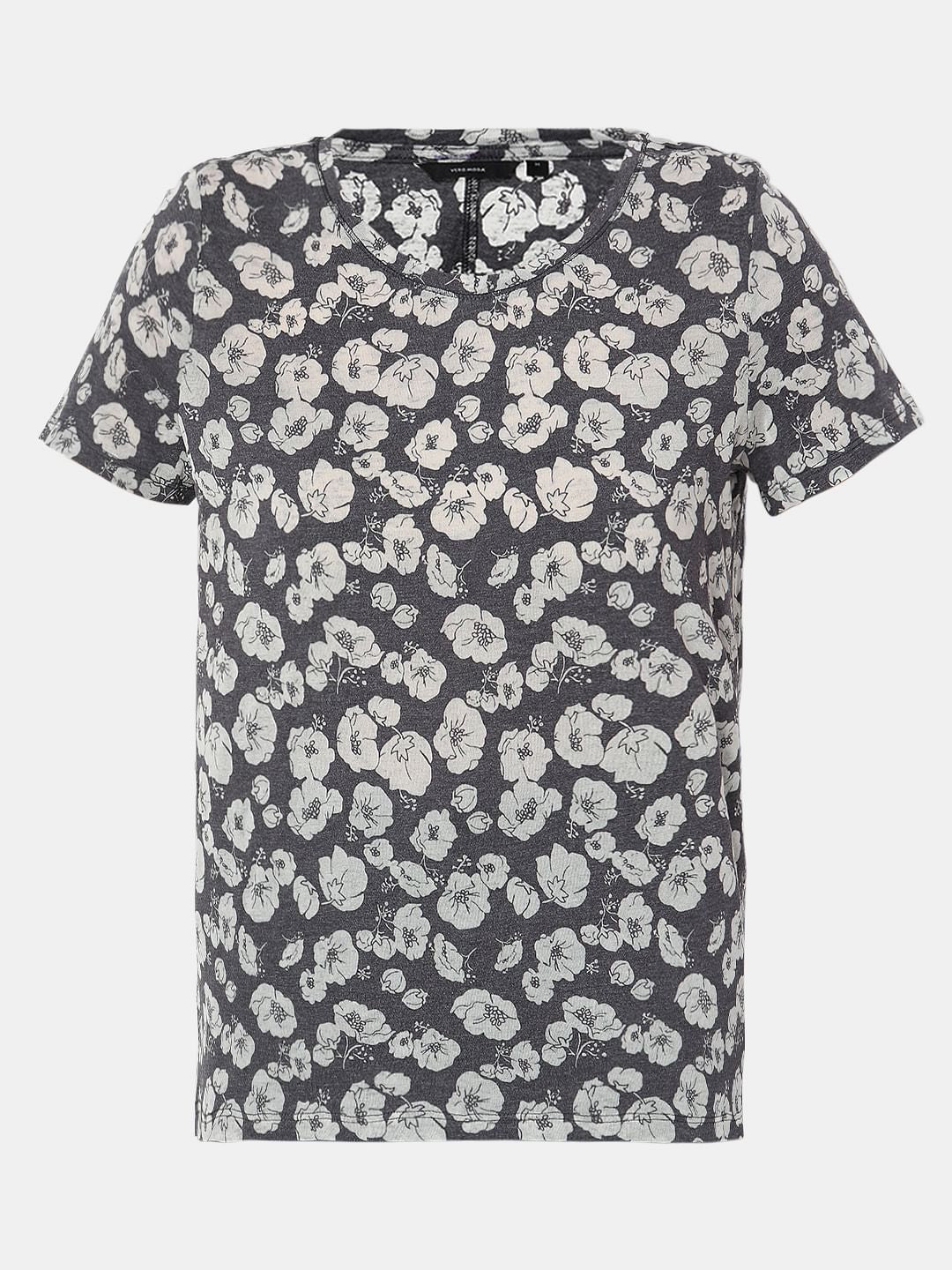 Blue Floral Print T-Shirt