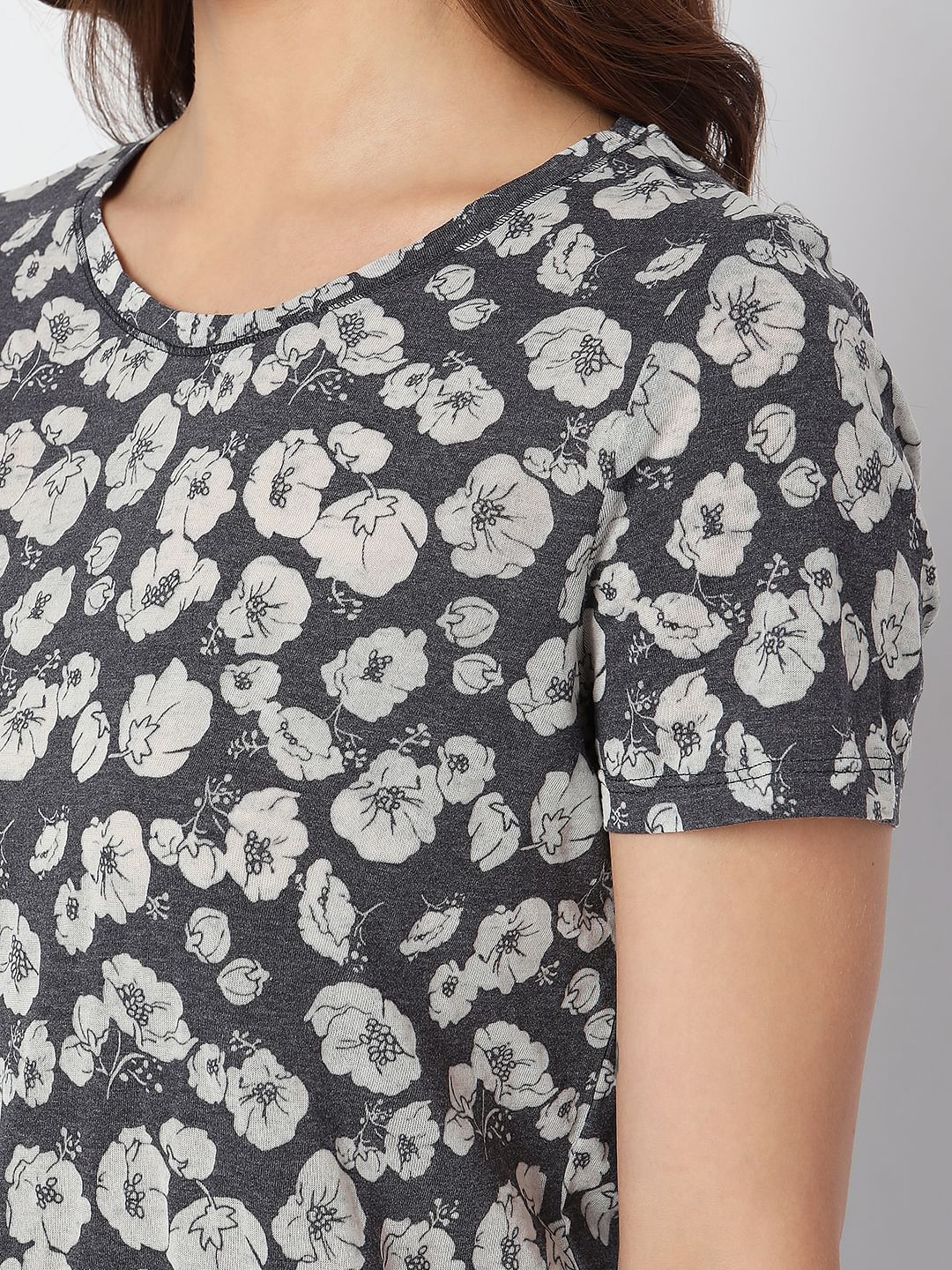 Blue Floral Print T-Shirt