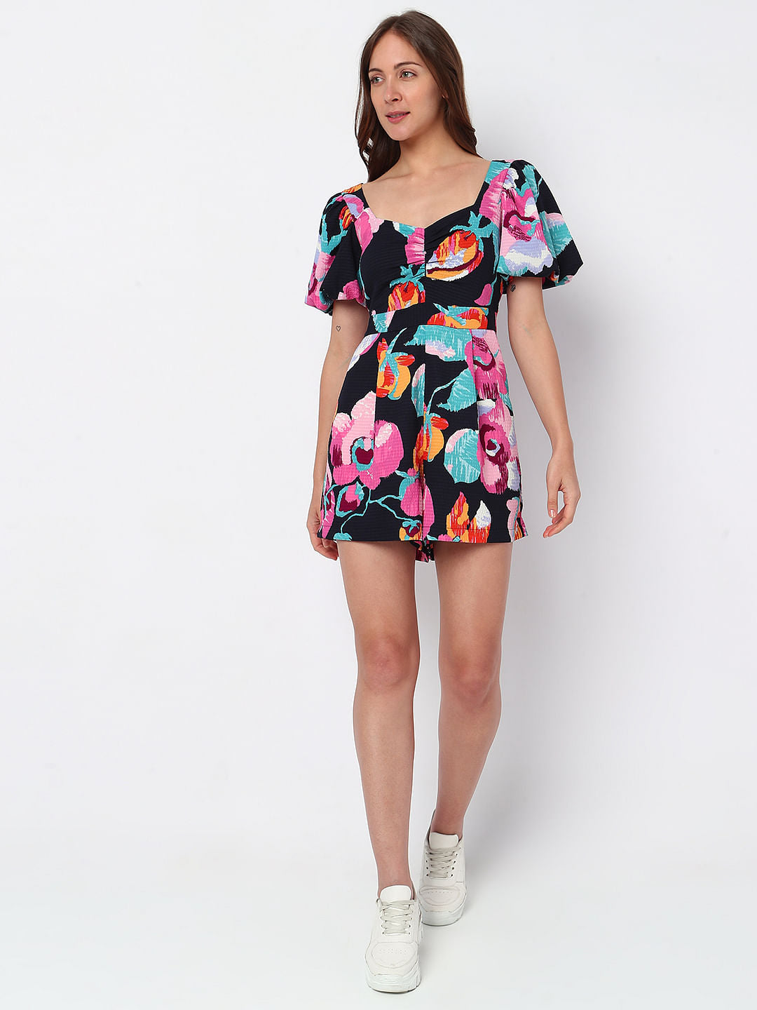 Black Floral Playsuit