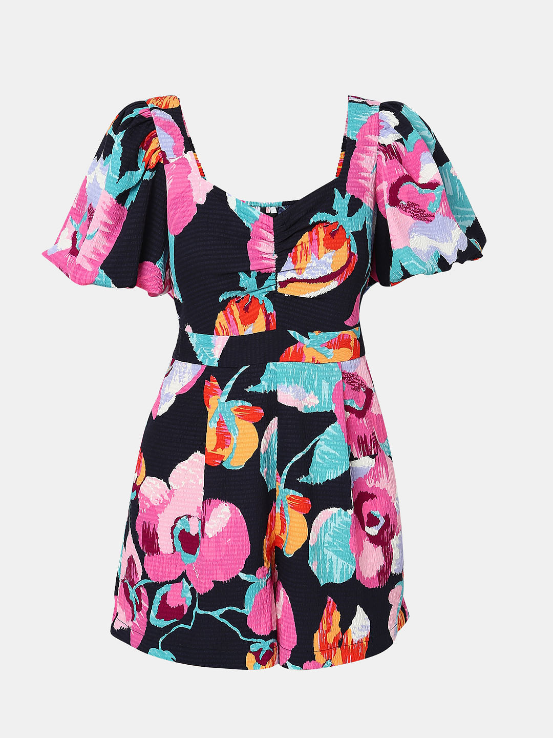 Black Floral Playsuit