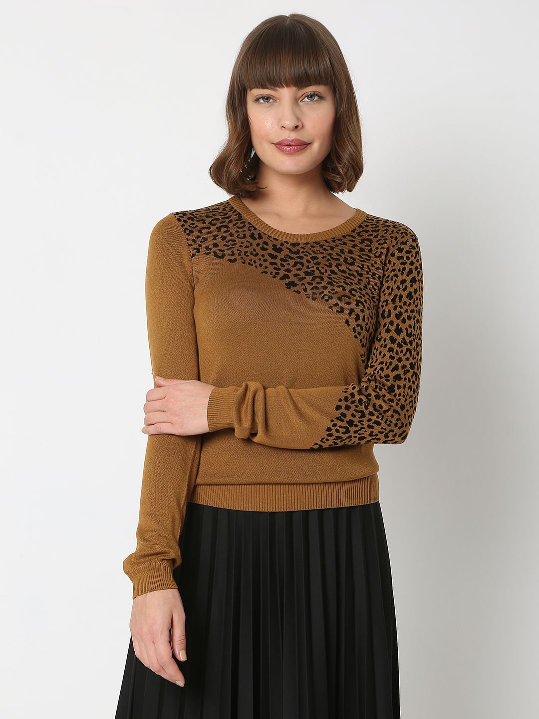 Brown Animal Print Pullover