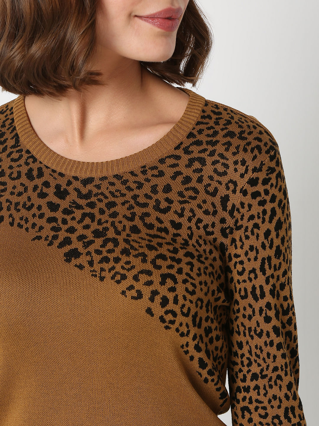 Brown Animal Print Pullover