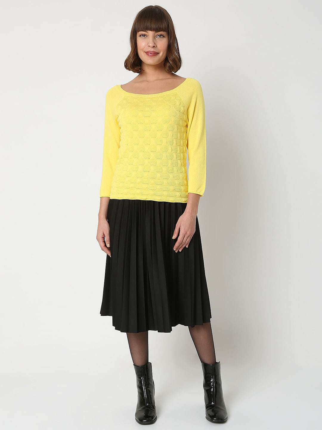 Yellow Jacquard Pullover