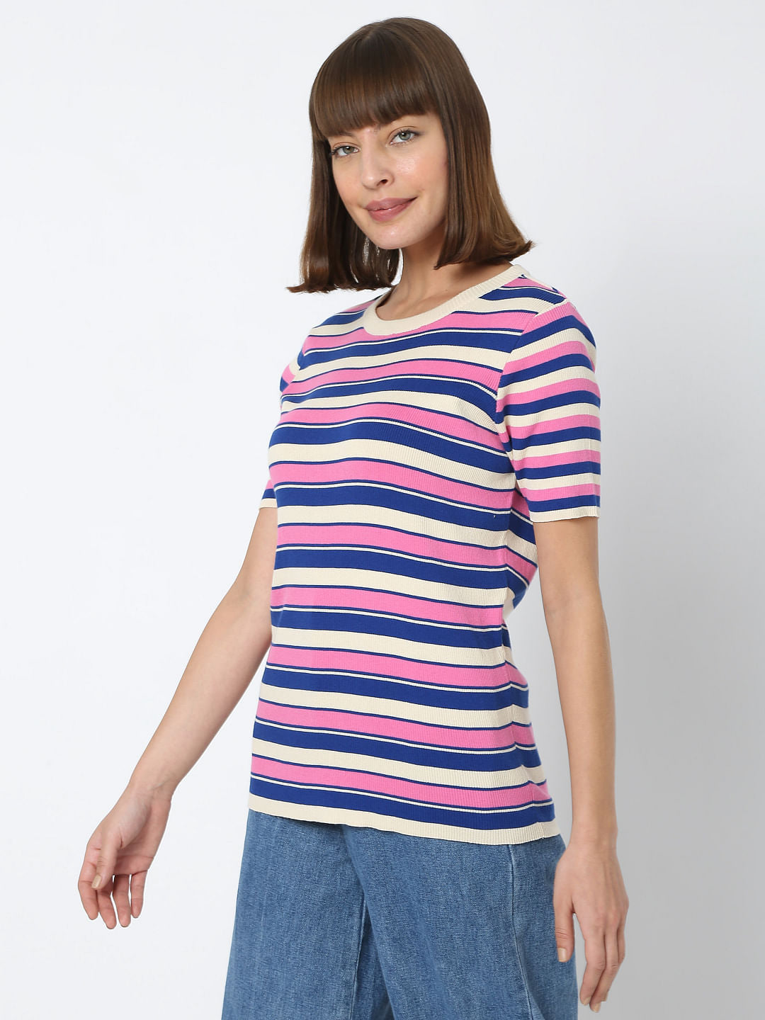 Pink Striped Knit Top