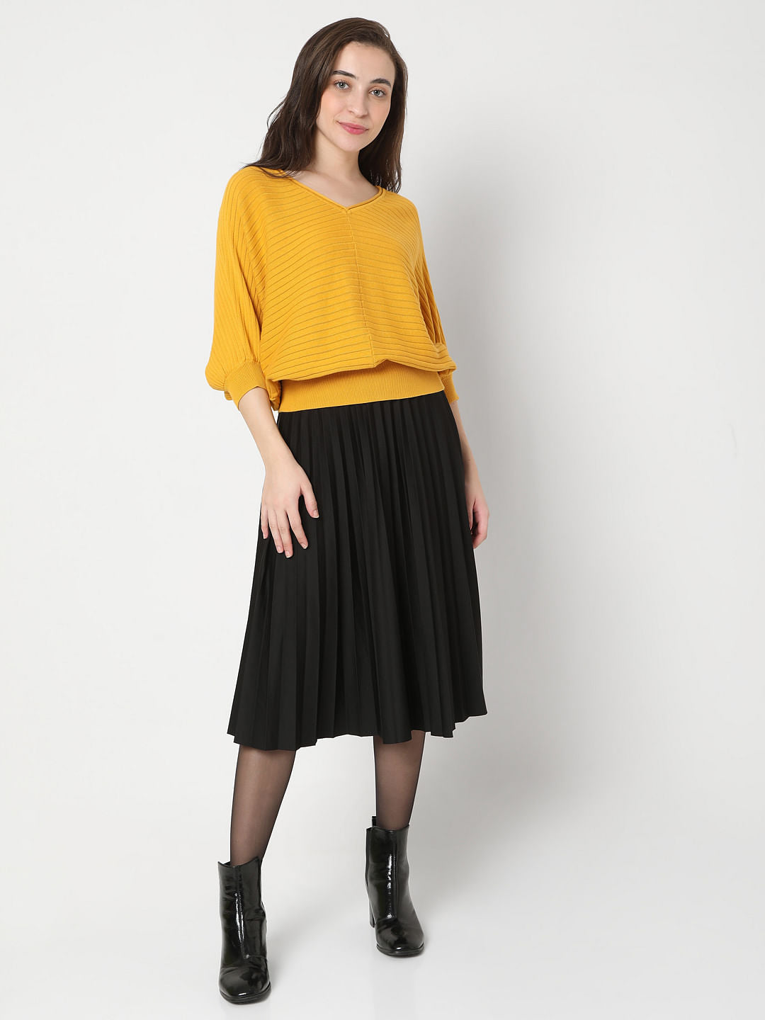 Yellow Dolman Sleeve Knit Top
