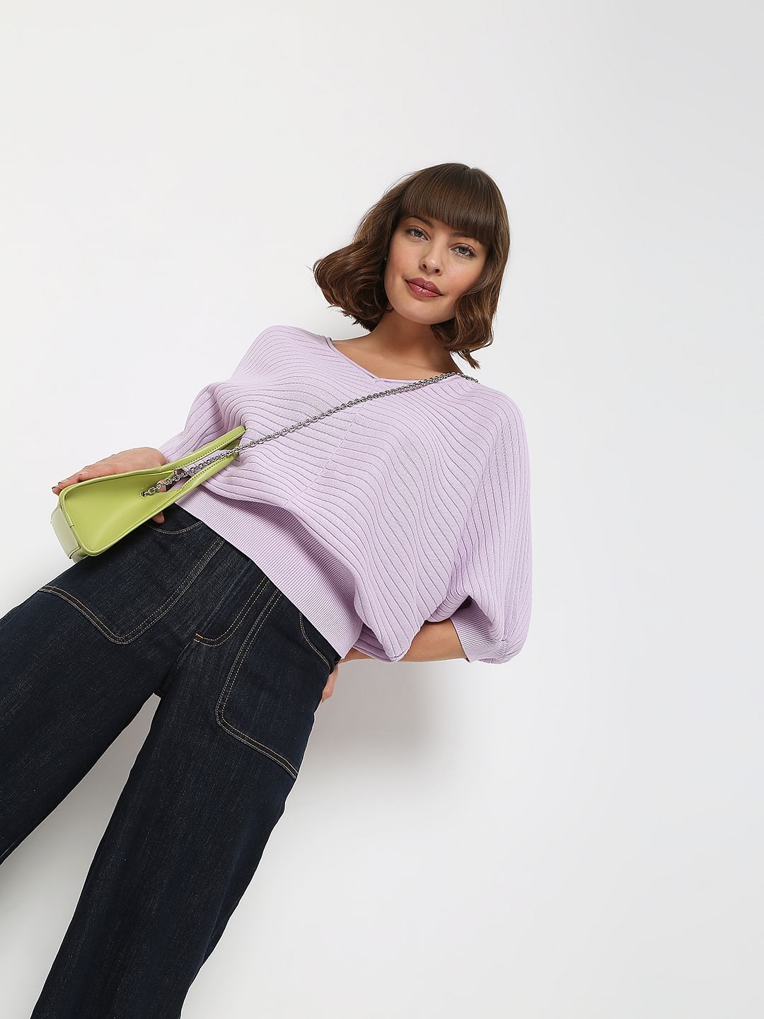 Lilac Dolman Sleeve Knit Top