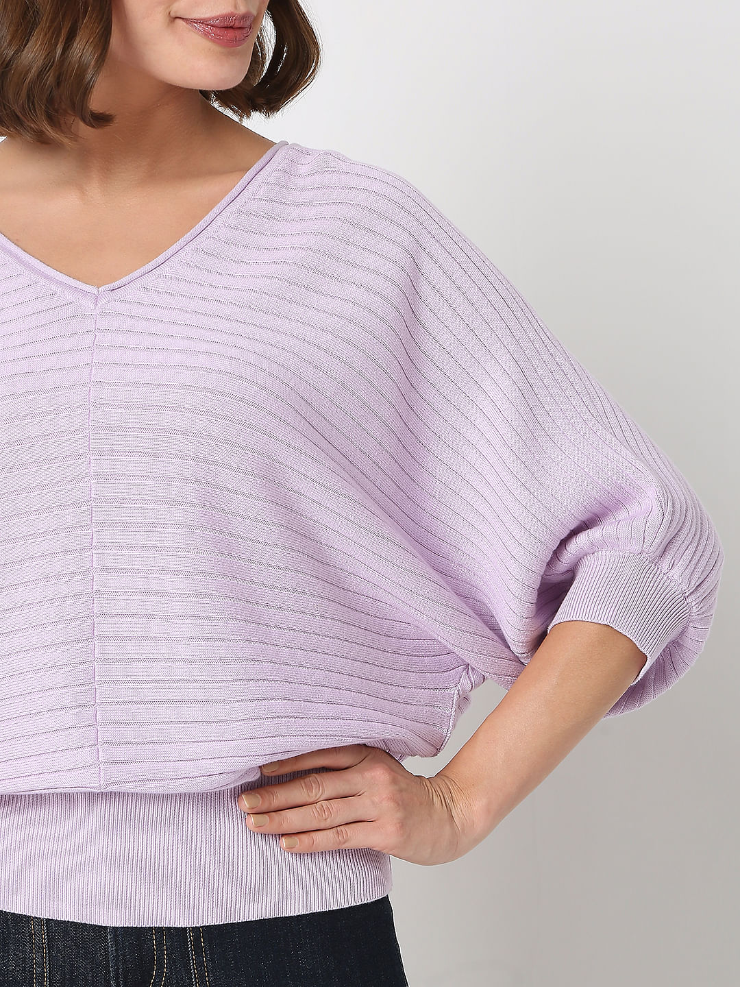 Lilac Dolman Sleeve Knit Top
