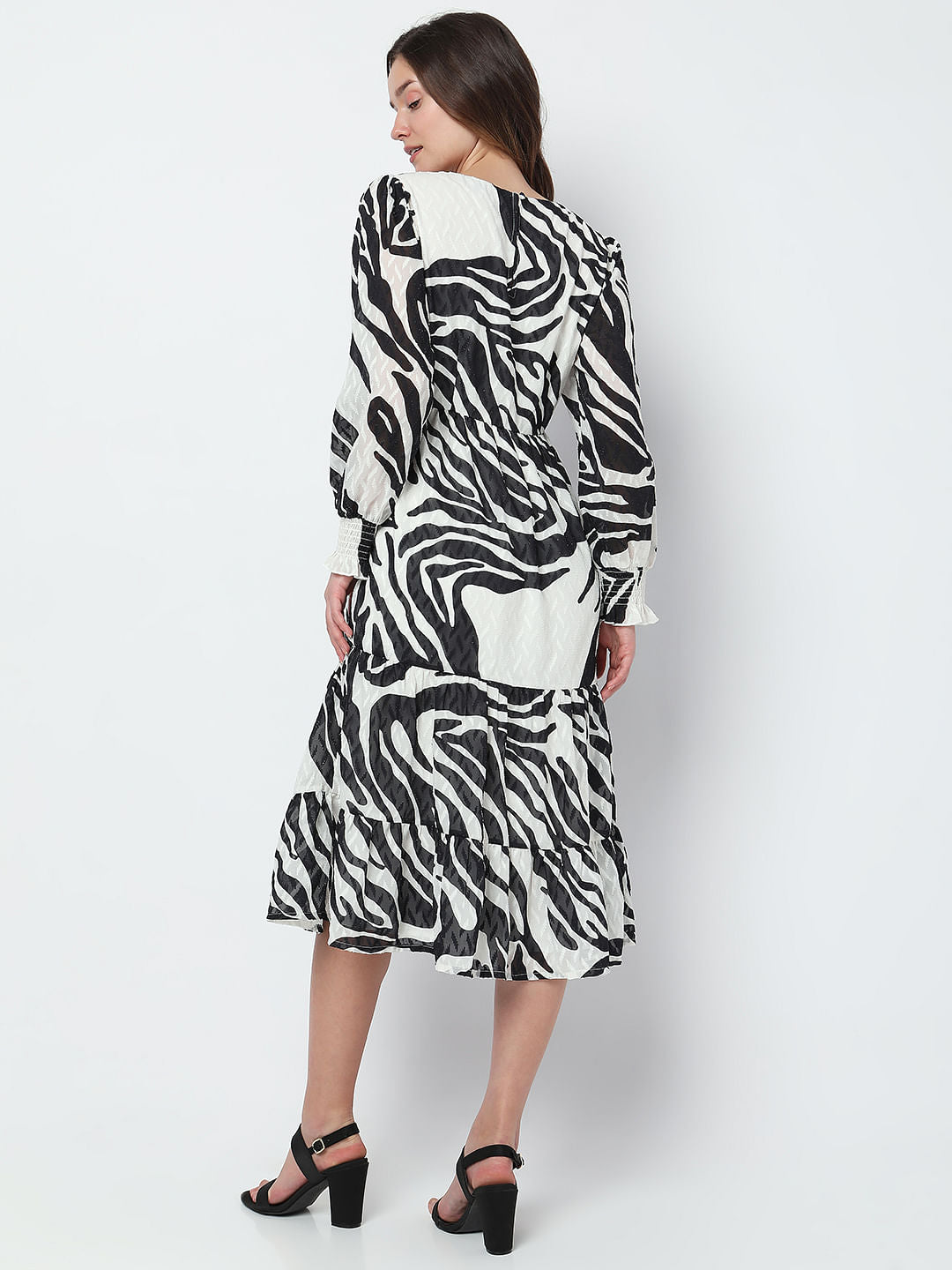 Black Printed Midi Dress
