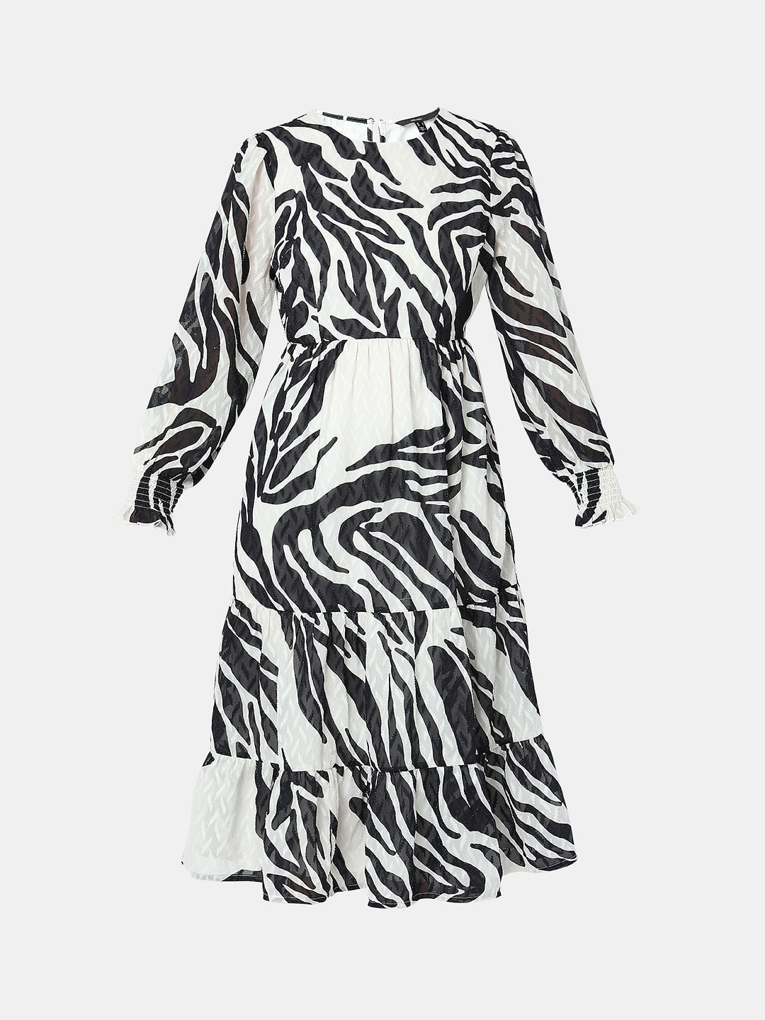 Black Printed Midi Dress