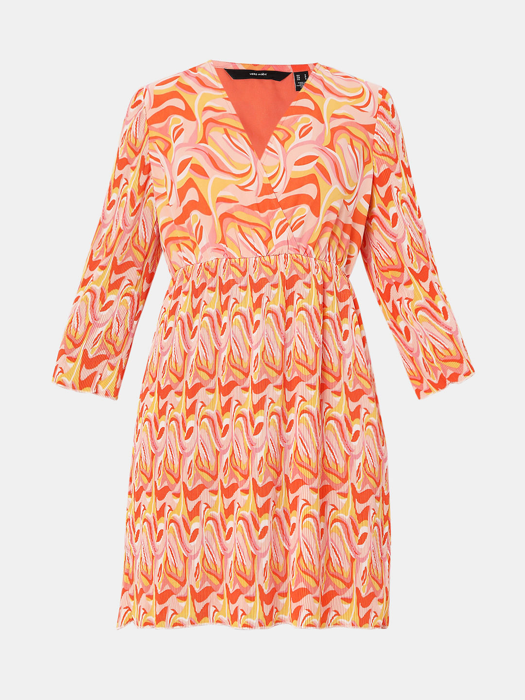 Orange Abstract Print Mini Dress