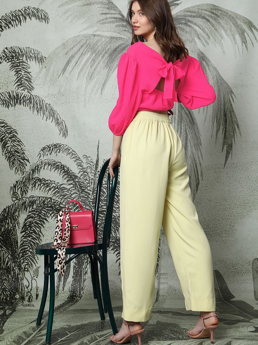 Pink Textured Crop Top