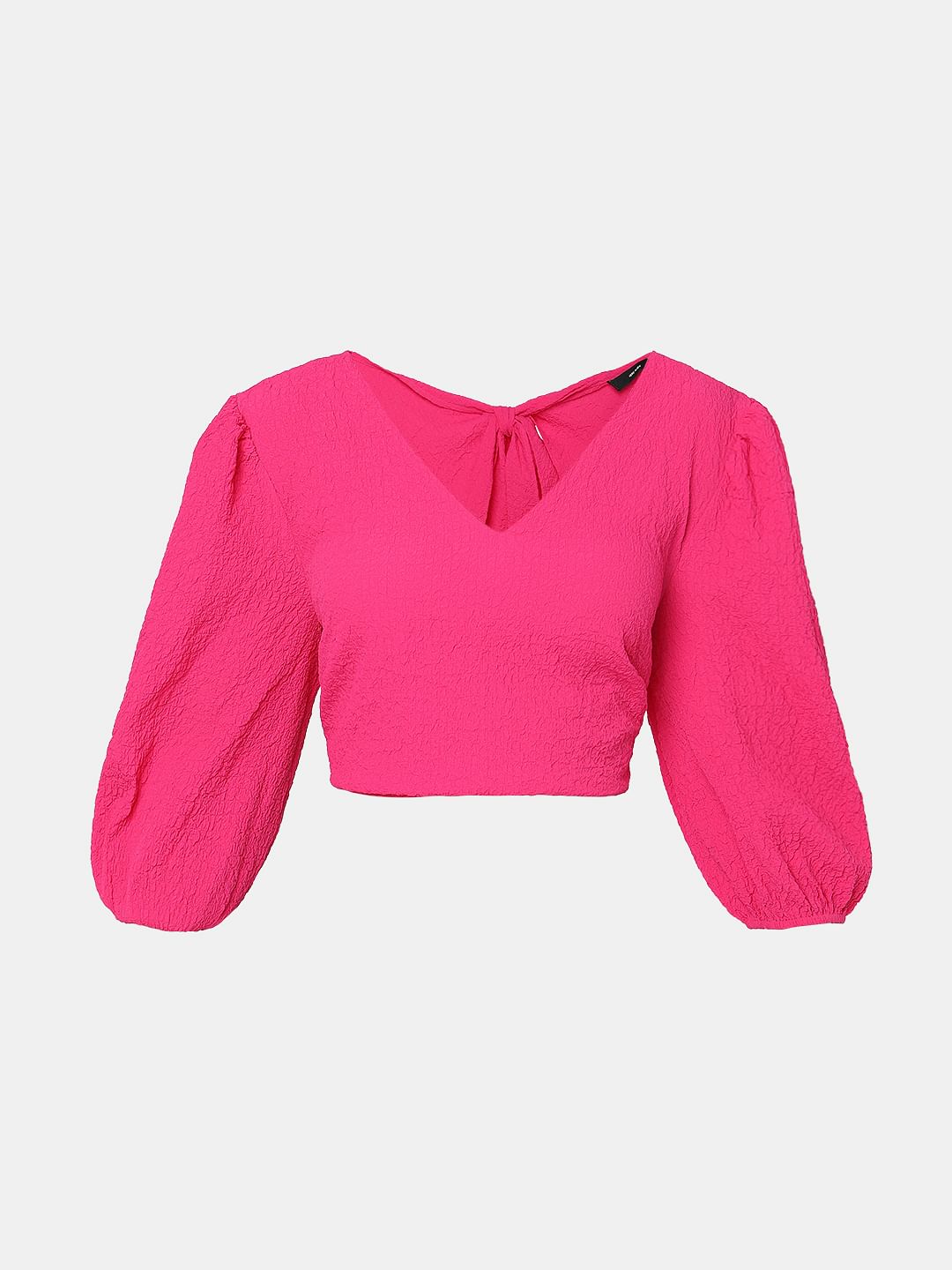 Pink Textured Crop Top