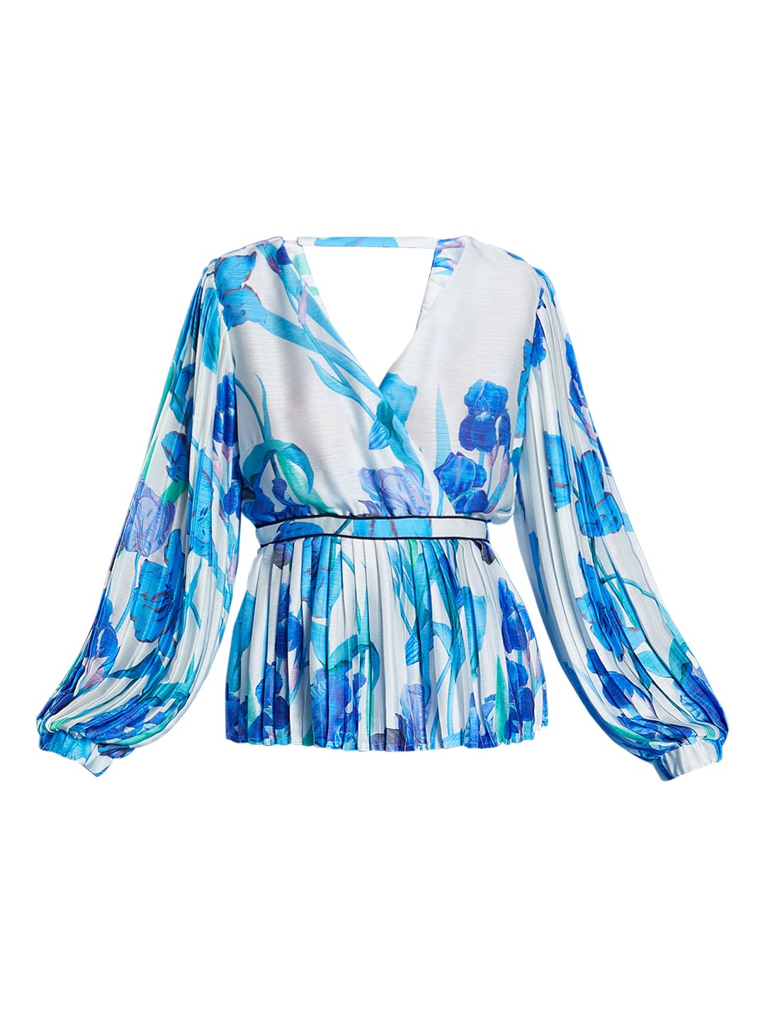 White Pleated Floral Top