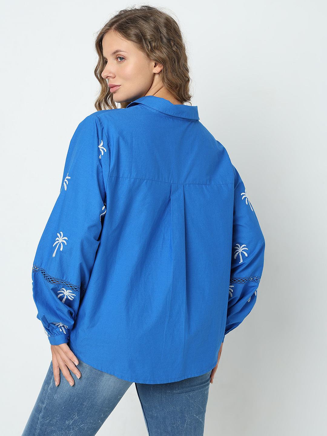 Curve Blue Floral Print Shirt