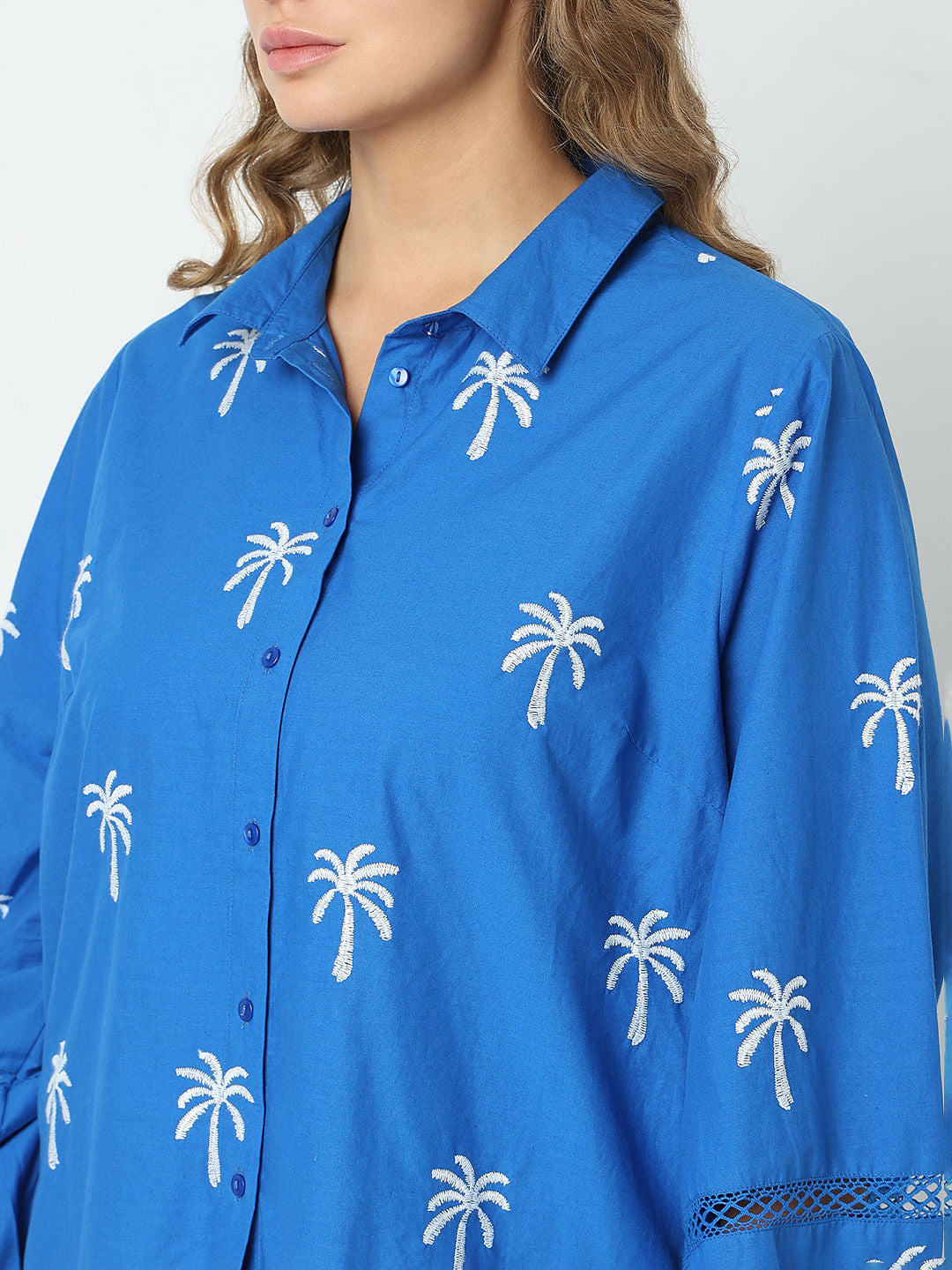 Curve Blue Floral Print Shirt