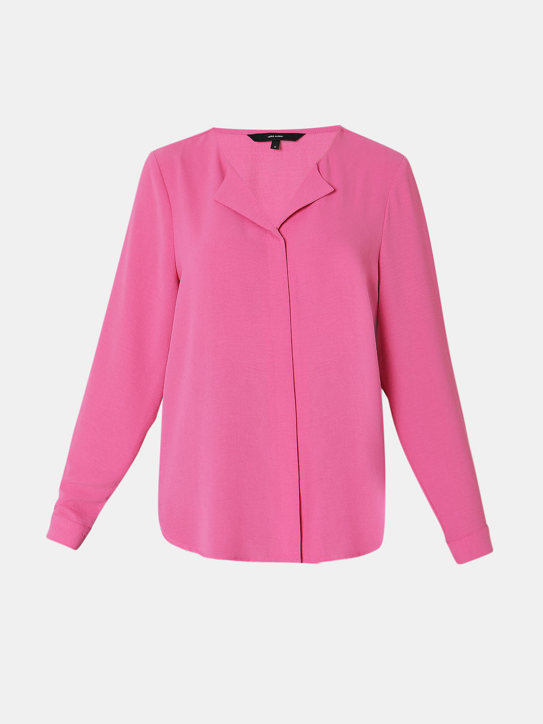 Pink Folded Collar Top