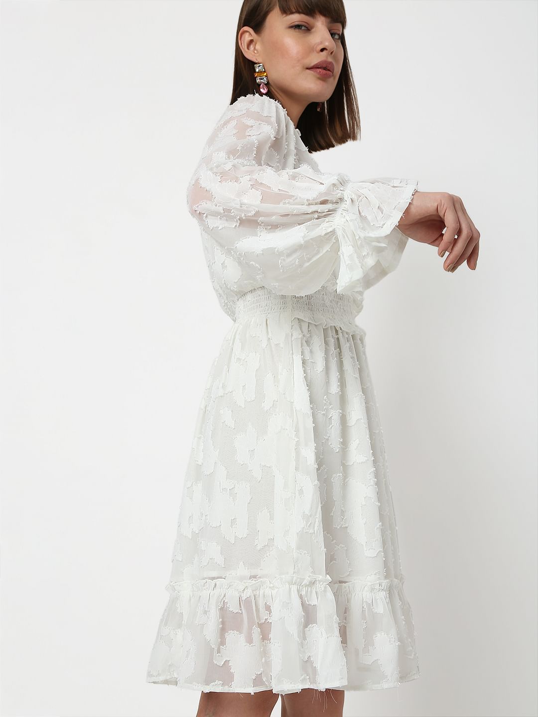 White Floral Fit & Flare Dress