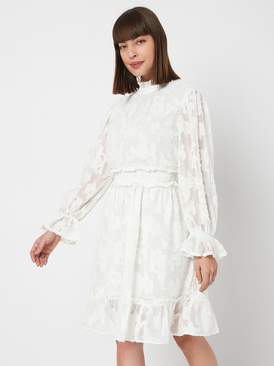 White Floral Fit & Flare Dress