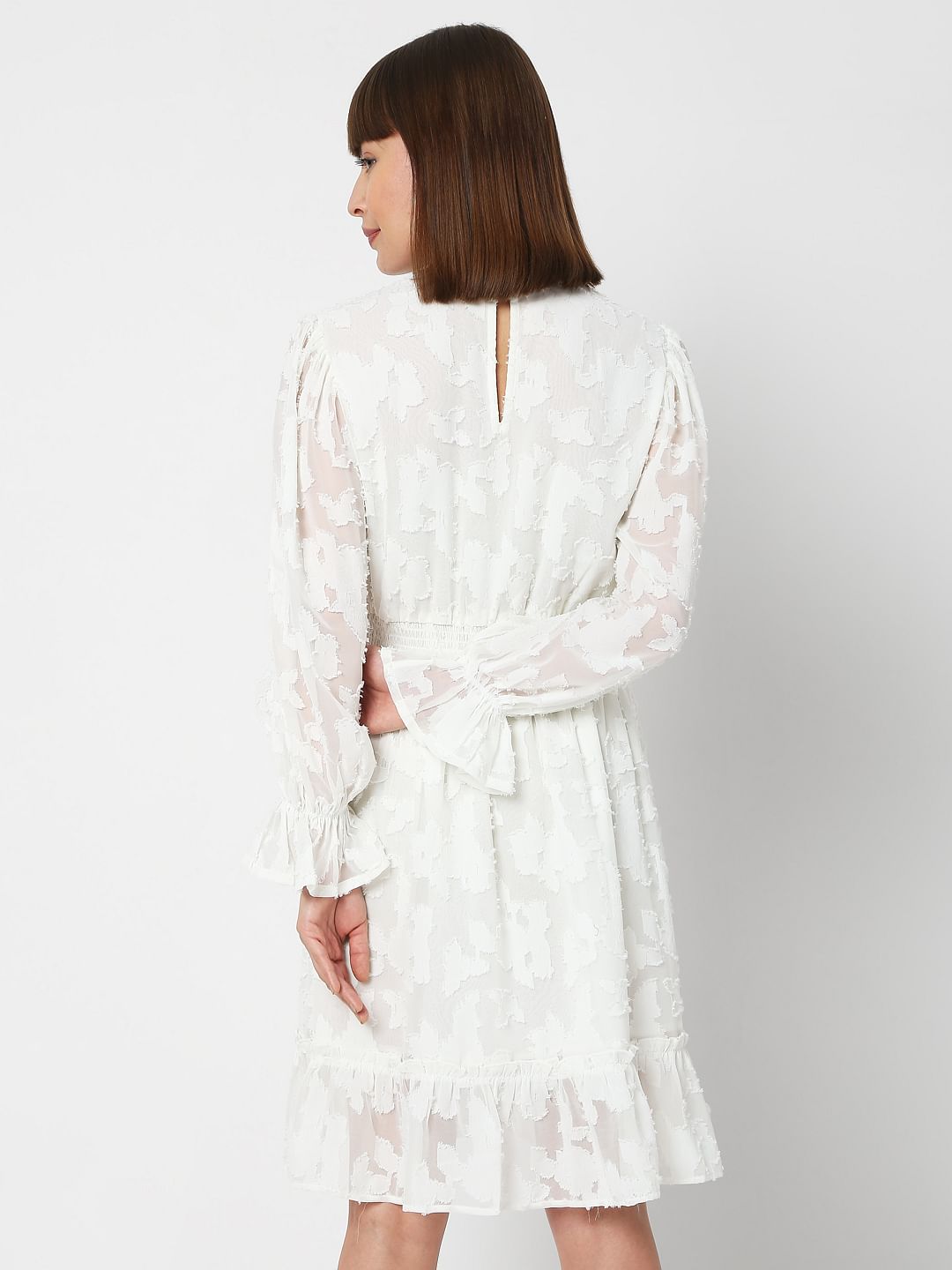 White Floral Fit & Flare Dress