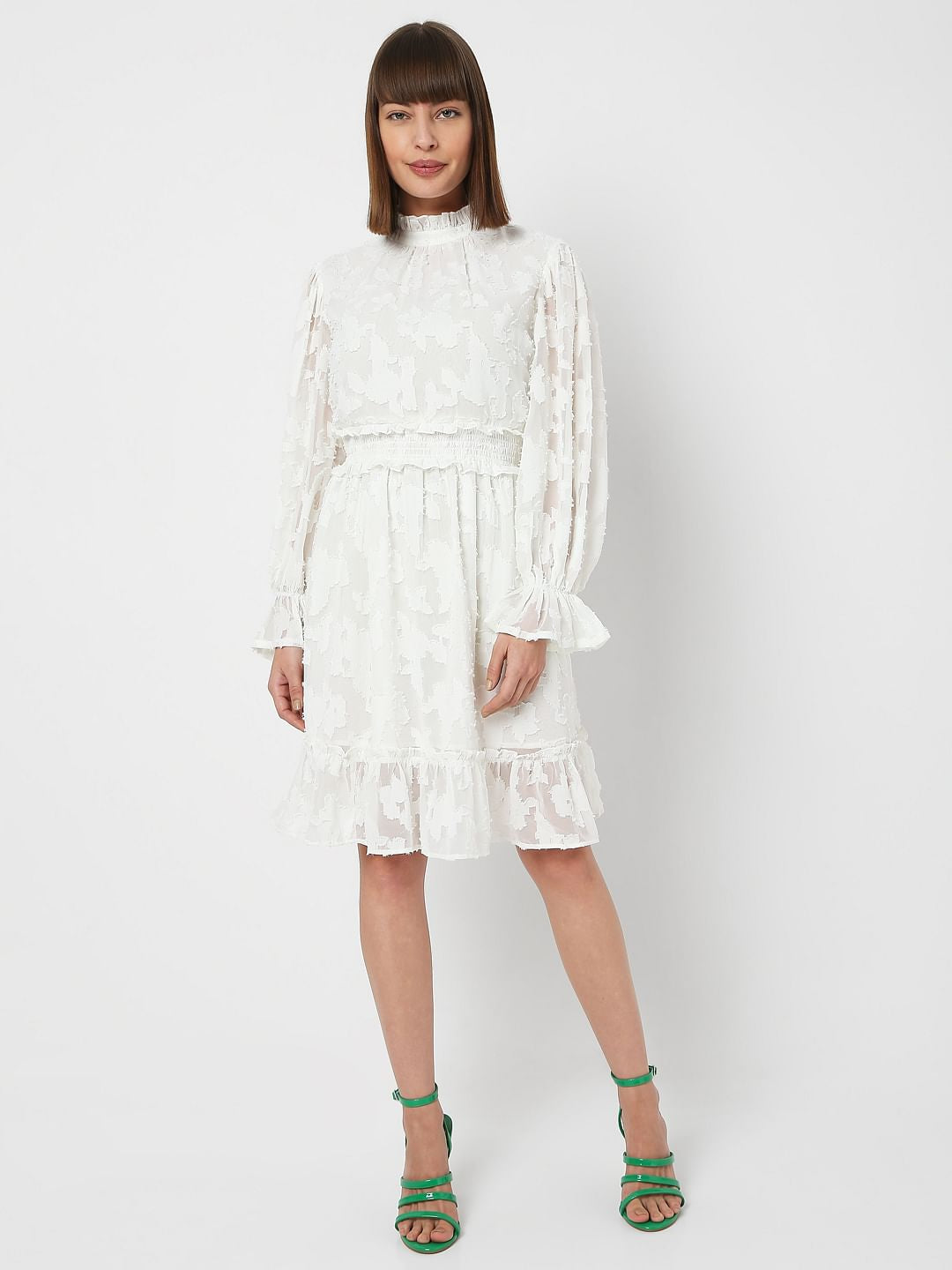 White Floral Fit & Flare Dress