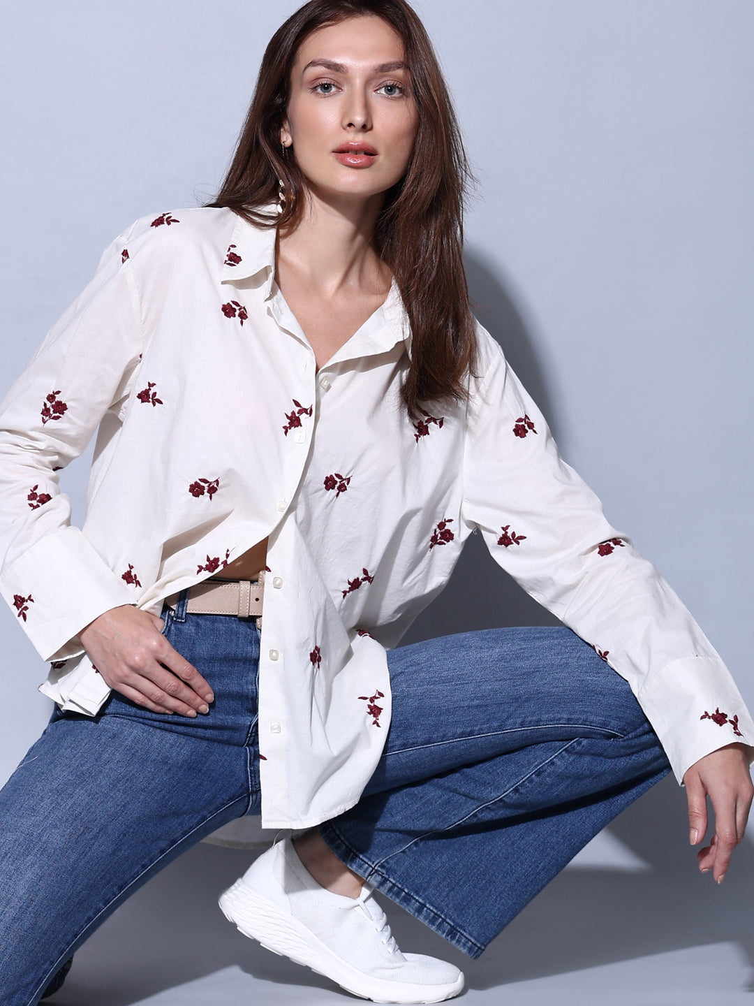 Off-White Embroidered Cotton Shirt