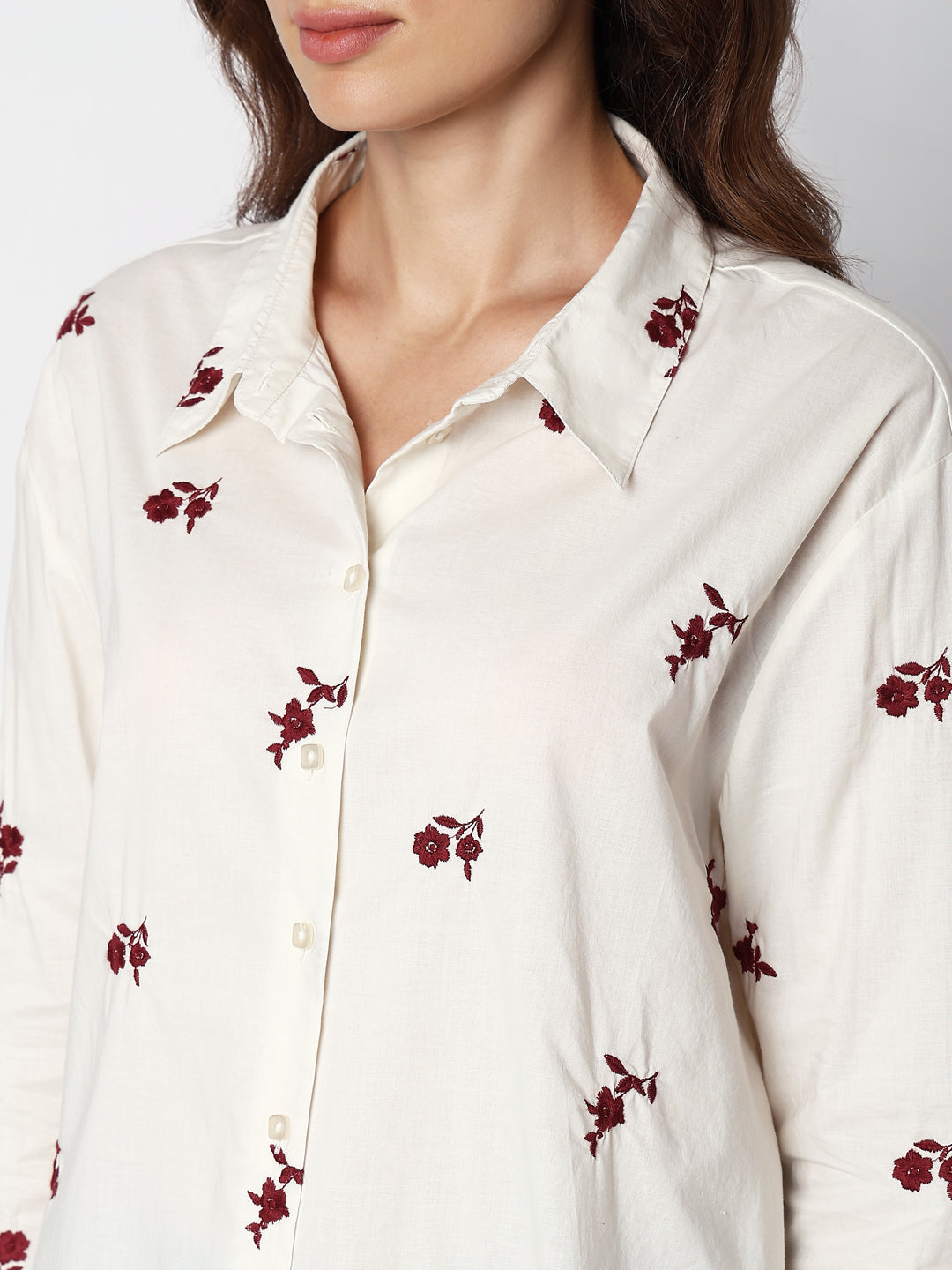 Off-White Embroidered Cotton Shirt