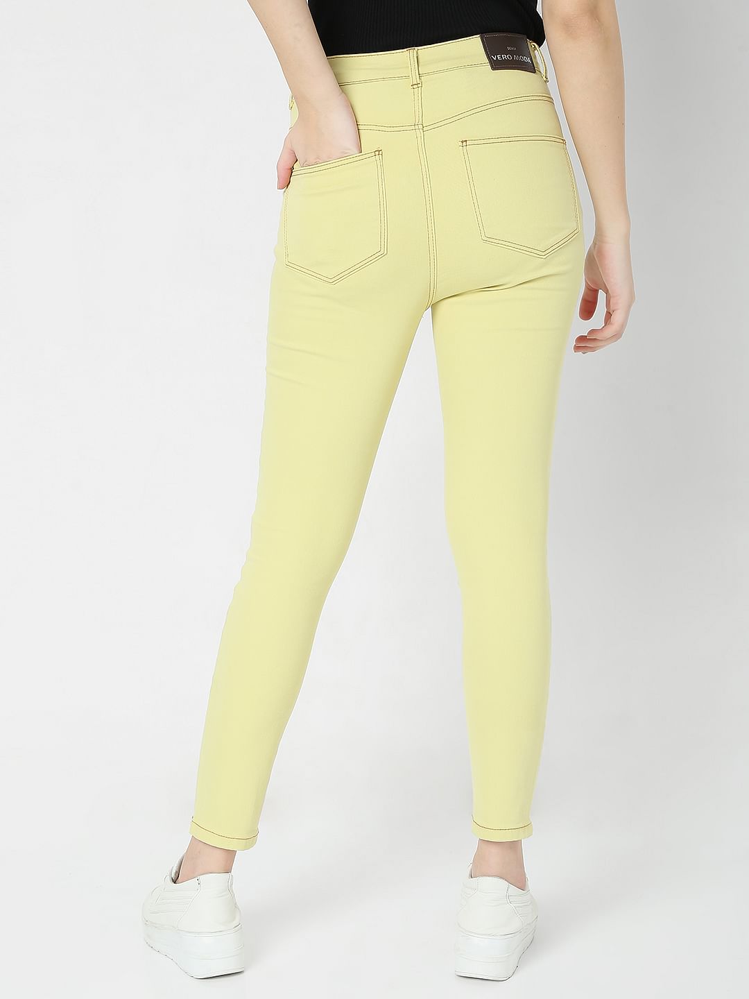 Lime Green Mid Rise Distressed Wendy Skinny Jeans