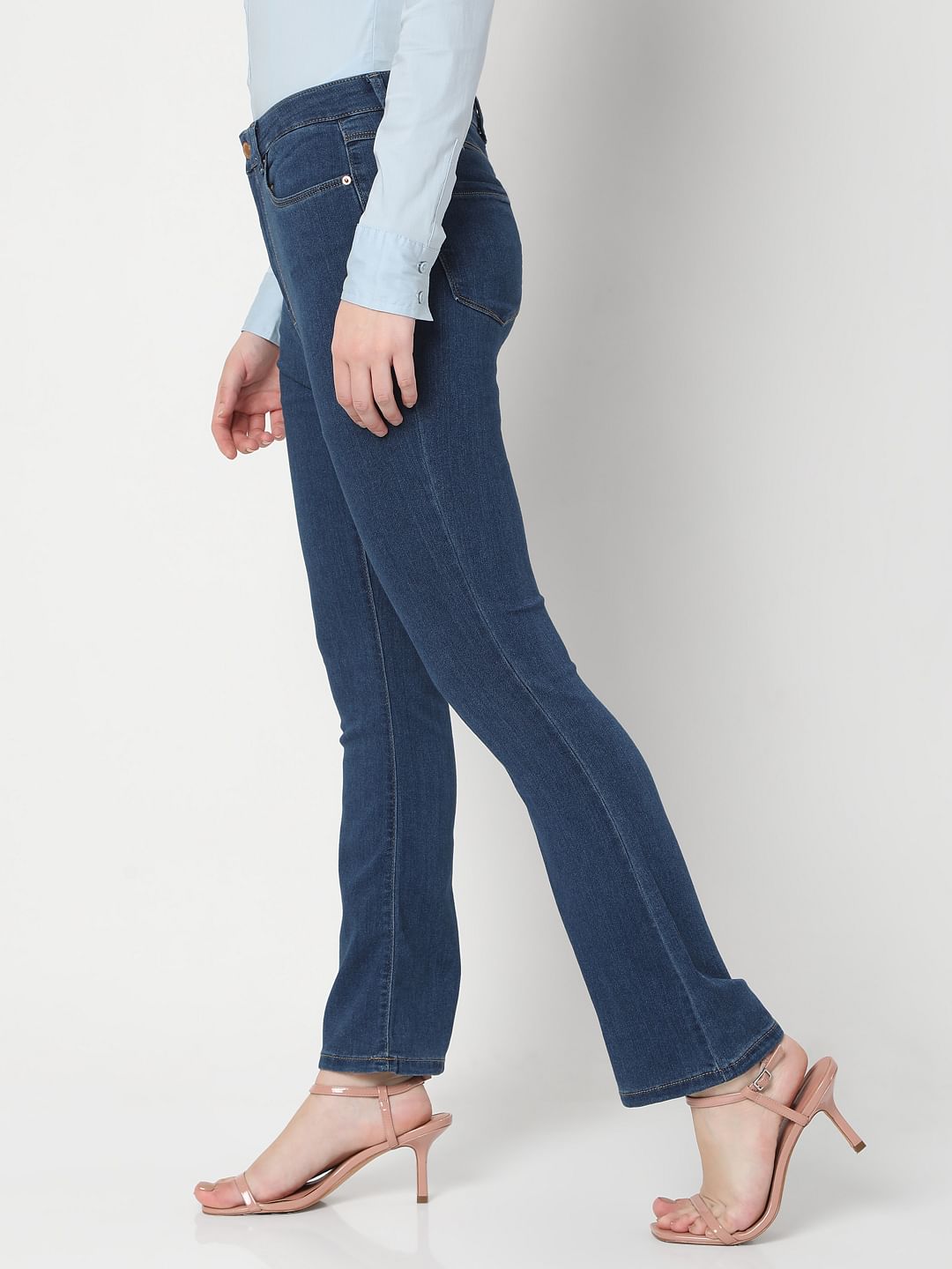 Blue High Waist Bootcut Jeans