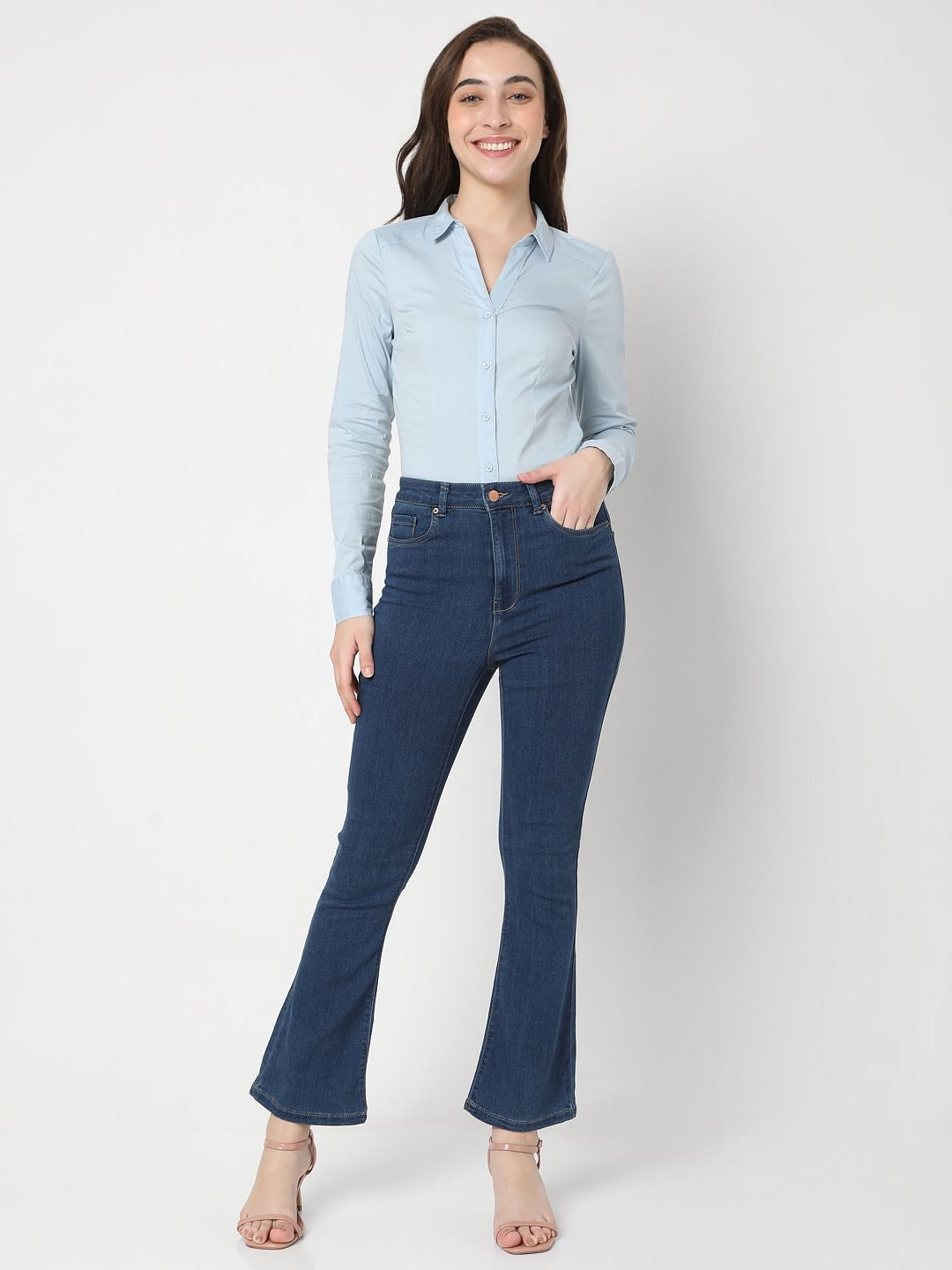 Blue High Waist Bootcut Jeans