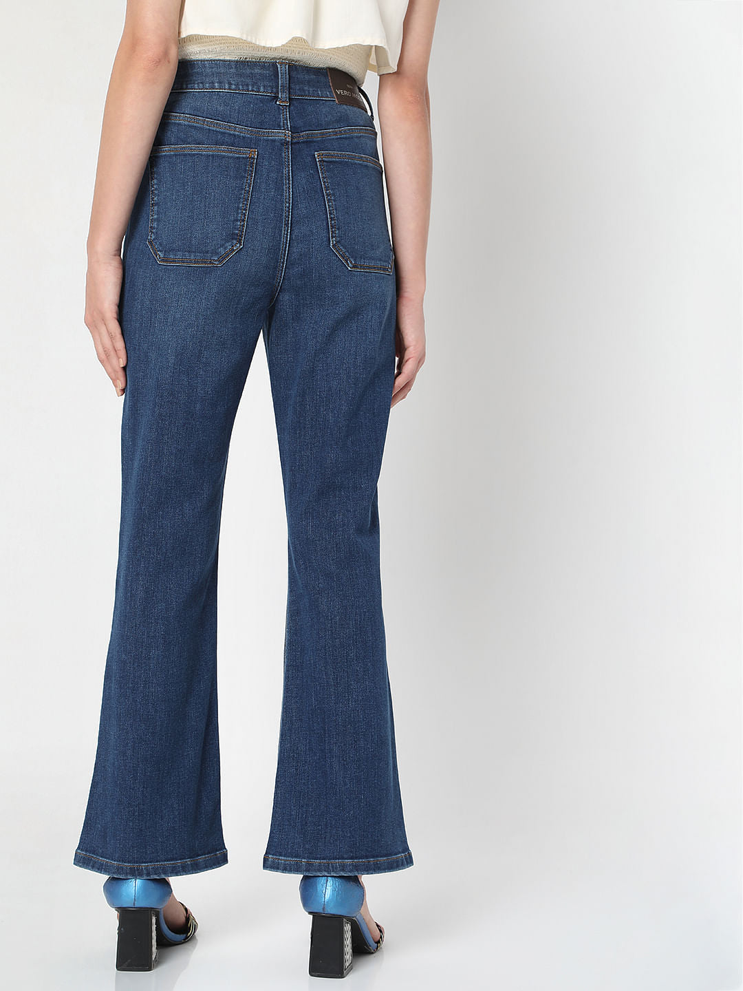 Blue High Rise Boot Cut Jeans