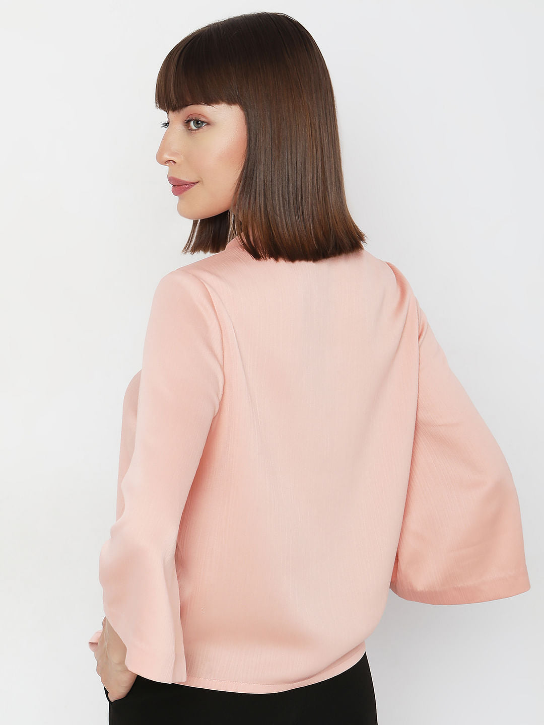 Dull Pink Flared Sleeves Shirt