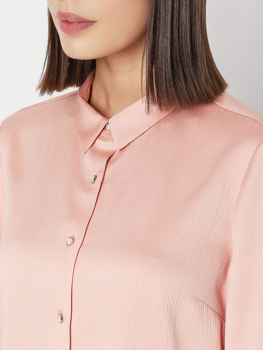 Dull Pink Flared Sleeves Shirt