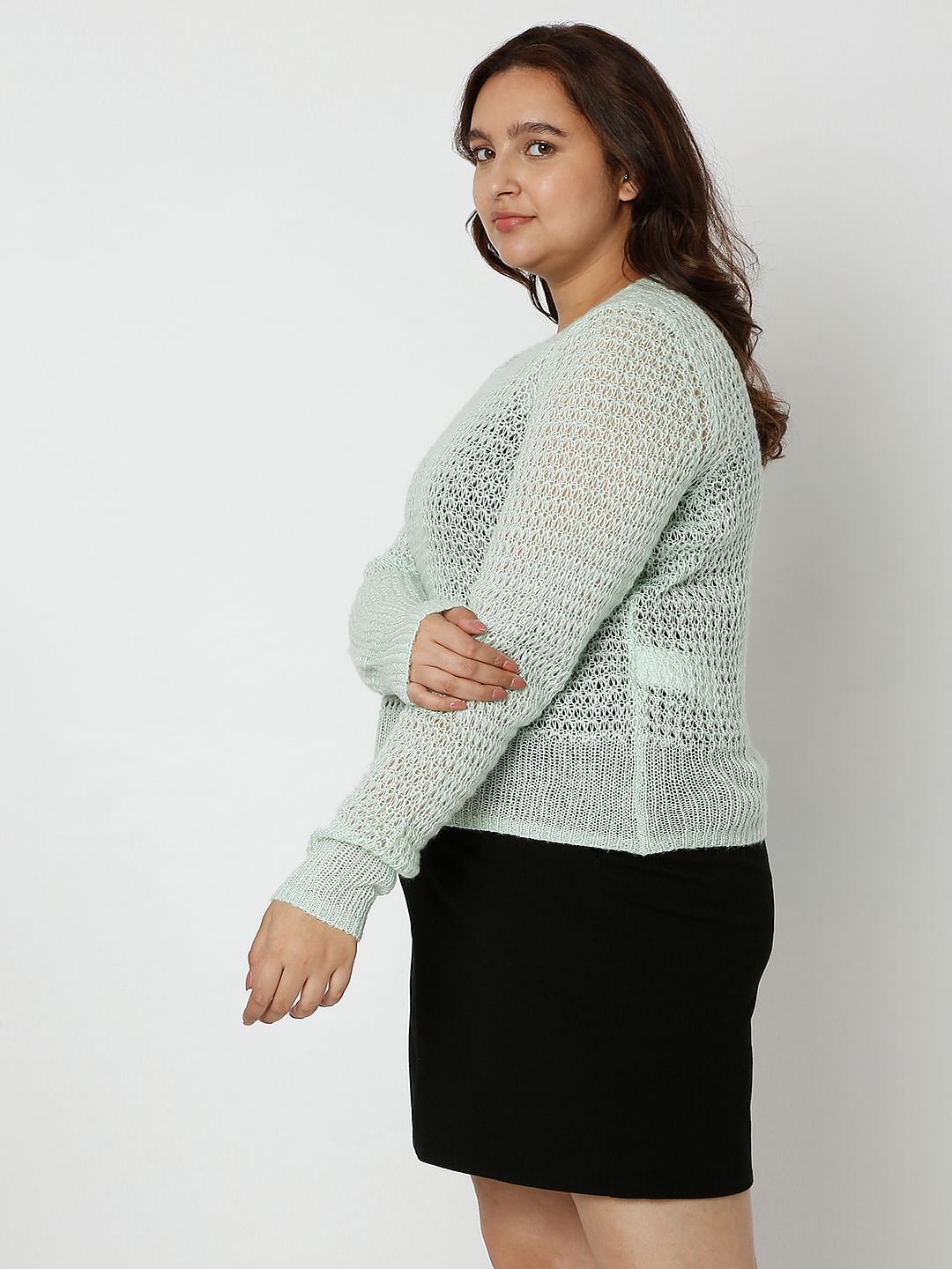 Curve Green Flat Knit Top