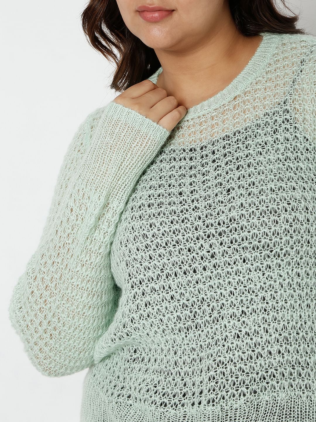 Curve Green Flat Knit Top