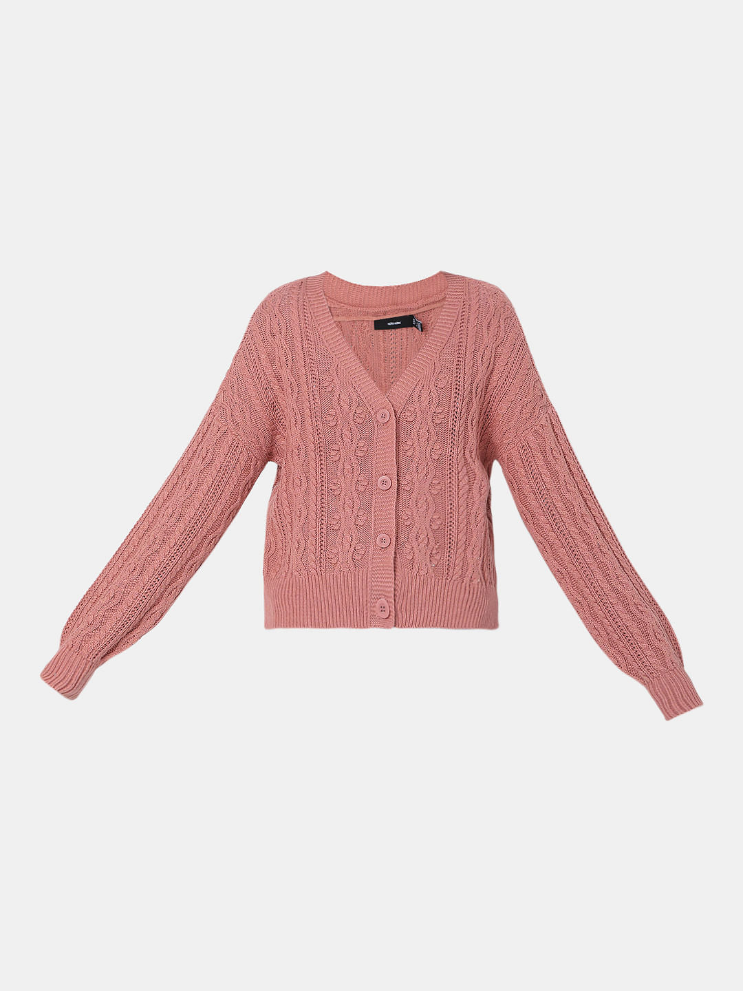 Pink Cable Knit Cardigan