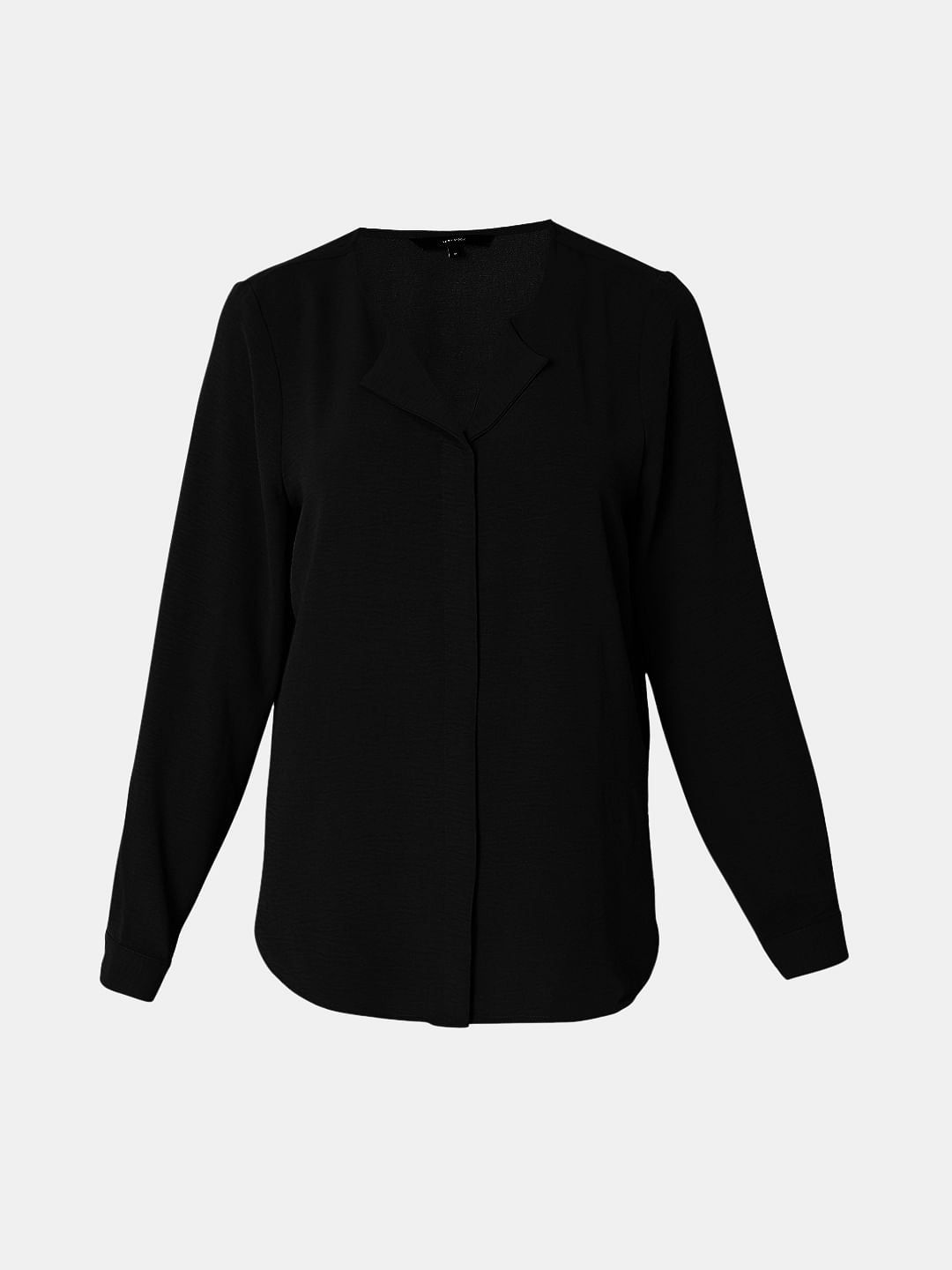 Black Folded Collar Top