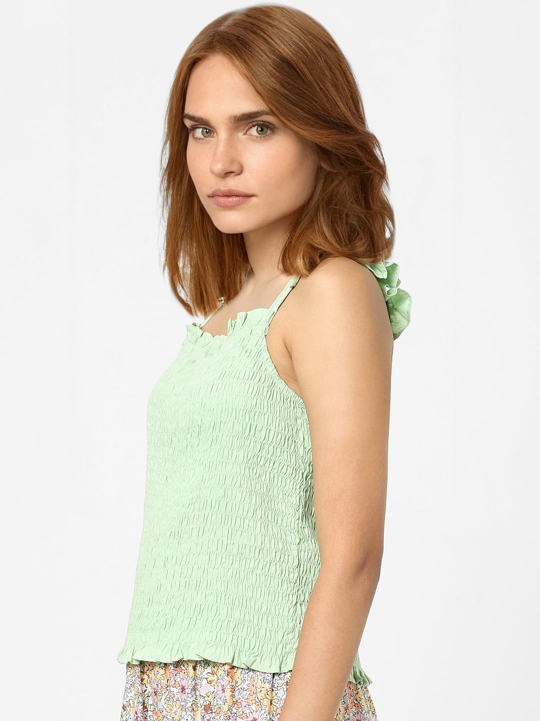 Green Smocked Top