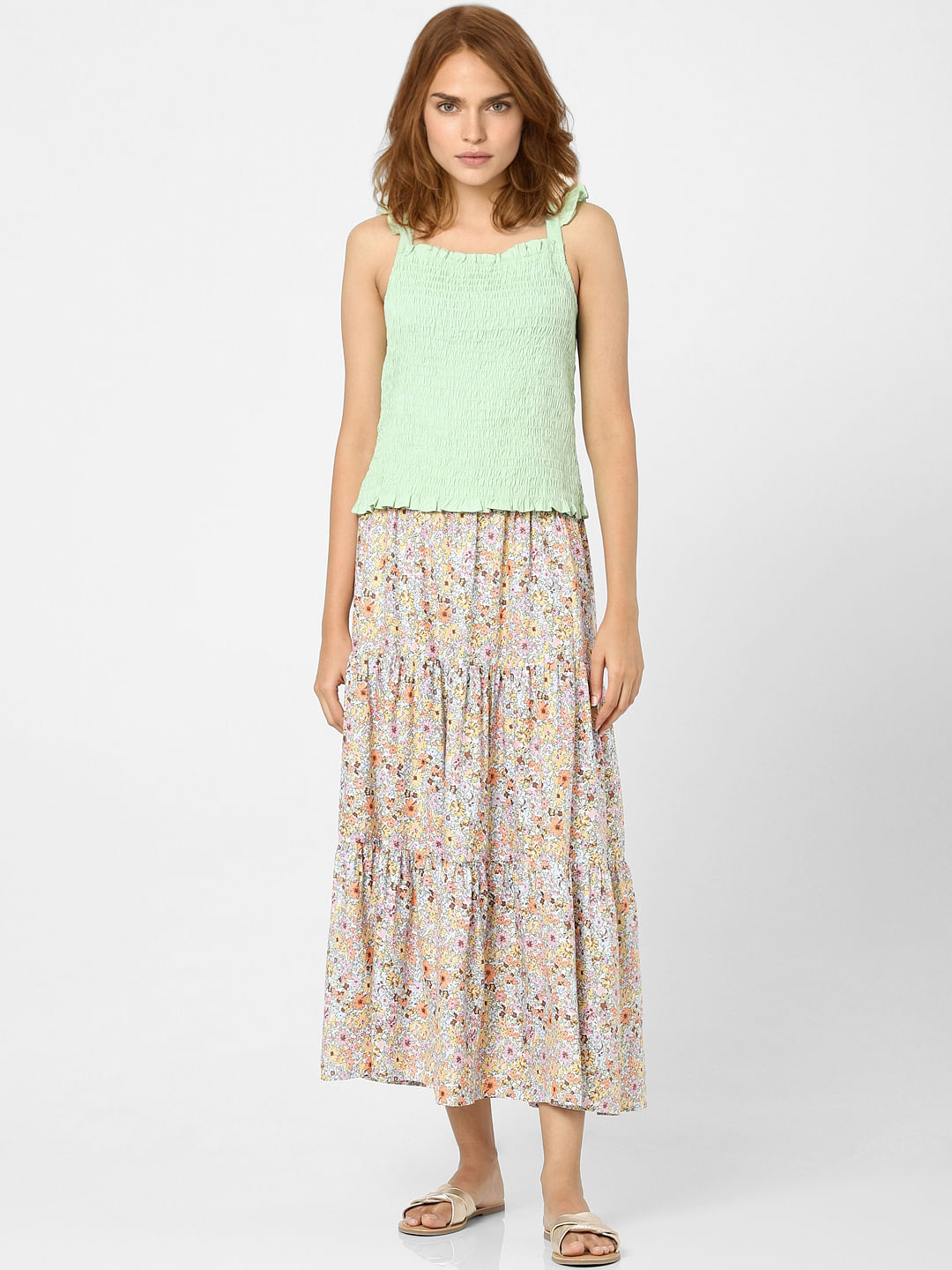Green Smocked Top