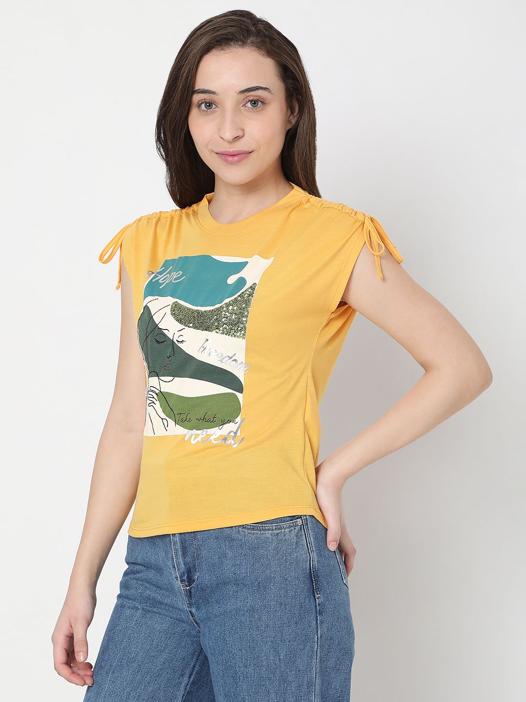 Yellow Graphic Print T-Shirt