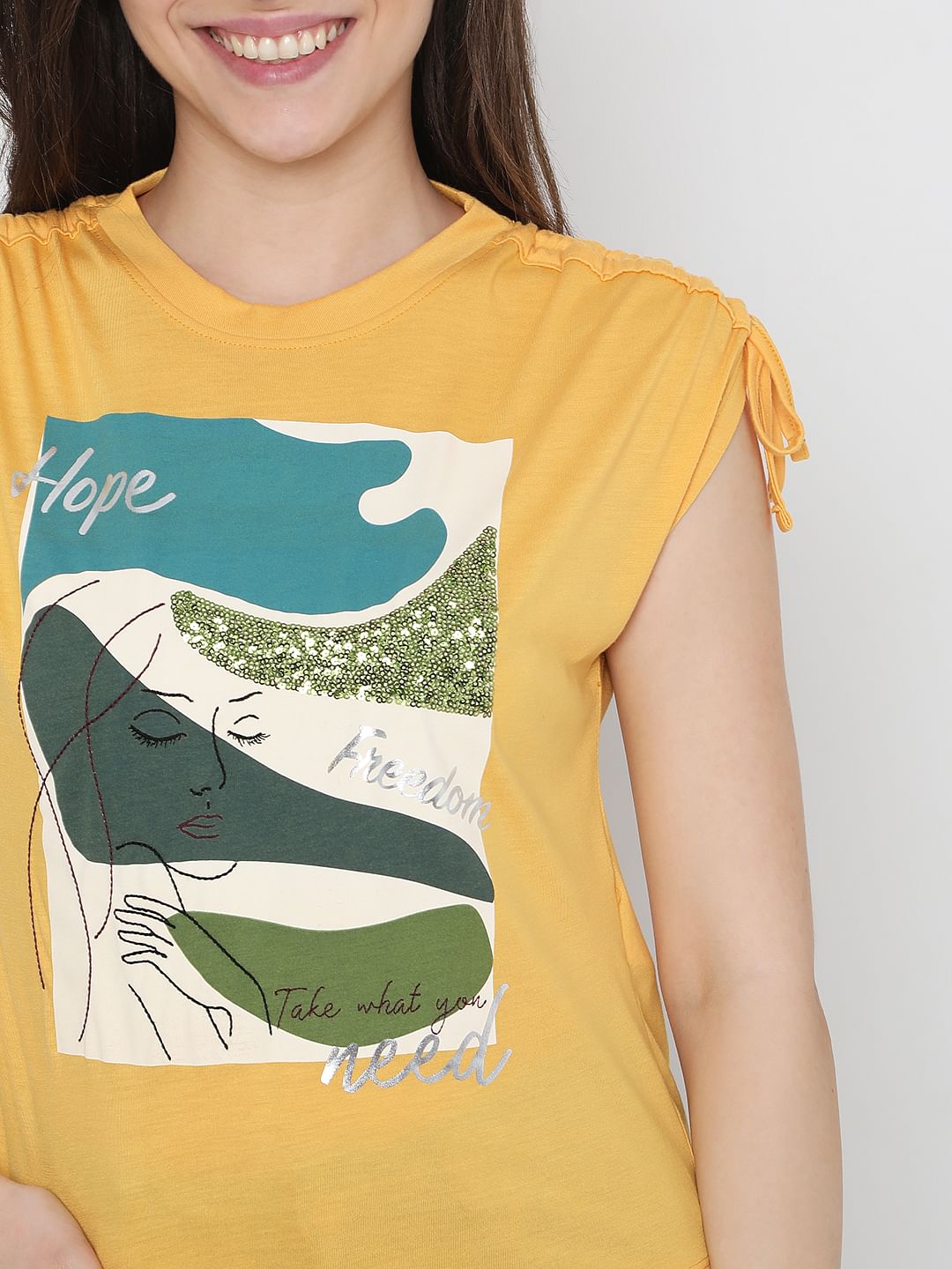 Yellow Graphic Print T-Shirt