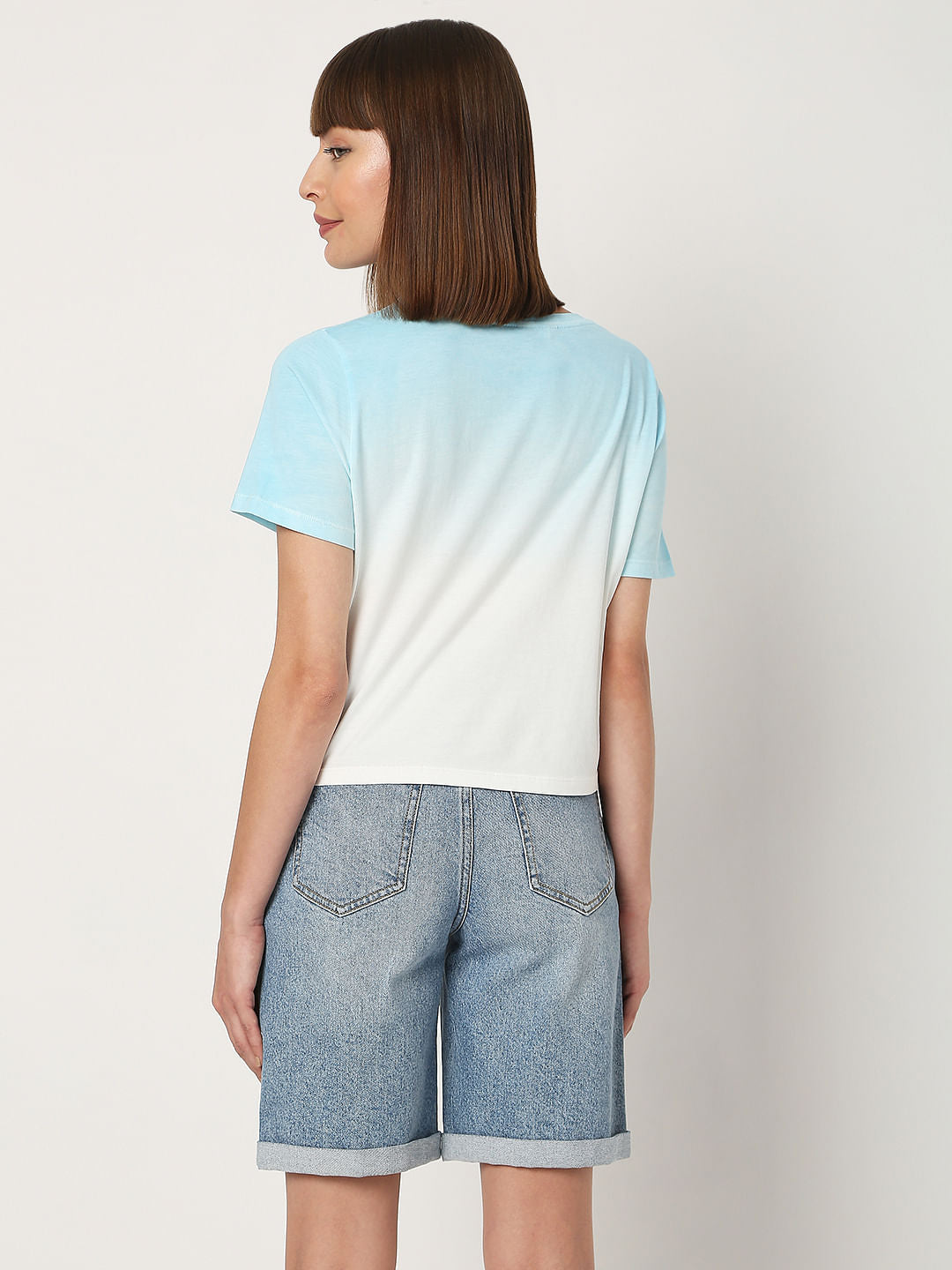 Blue Text Print T-Shirt