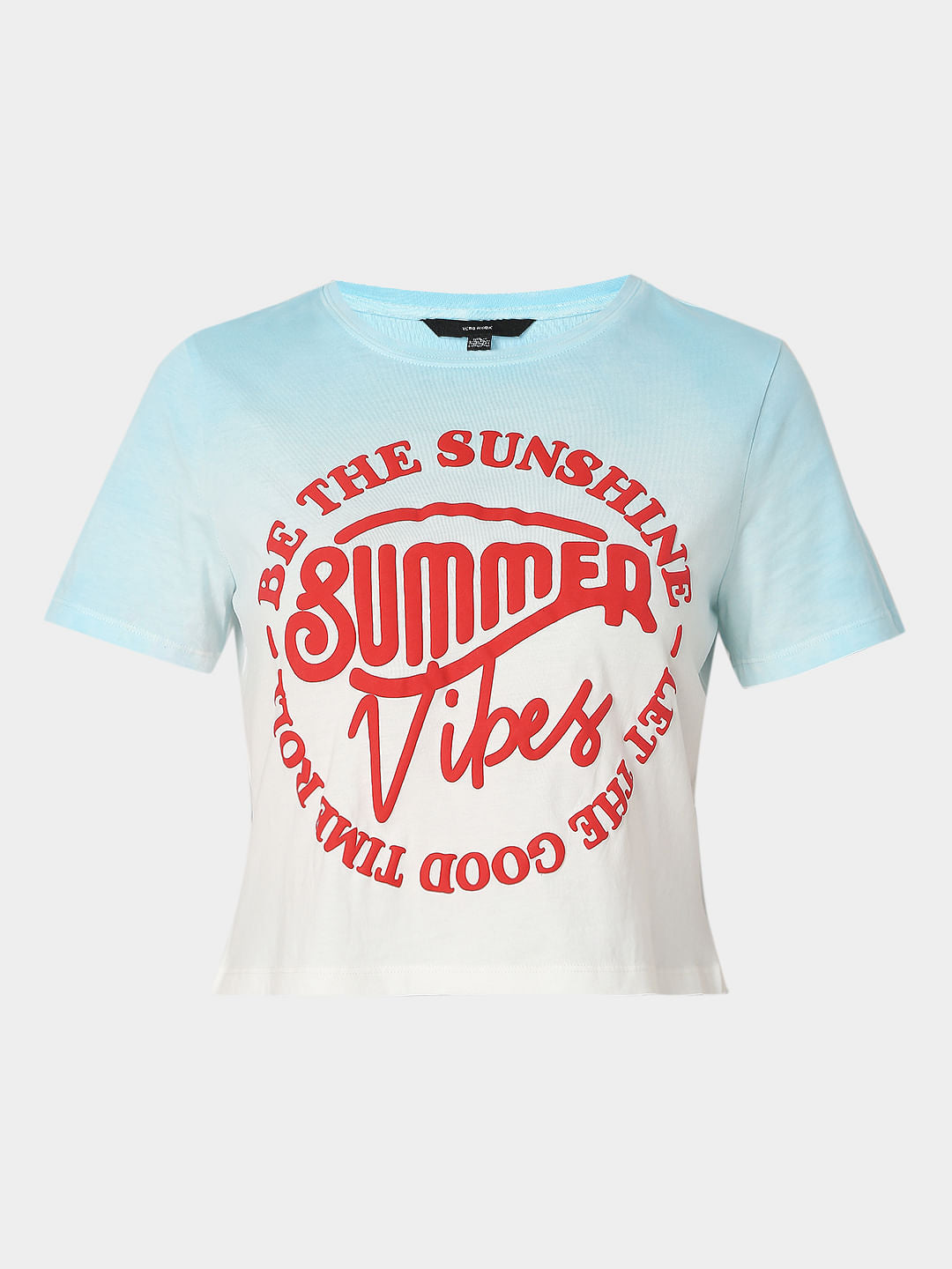 Blue Text Print T-Shirt