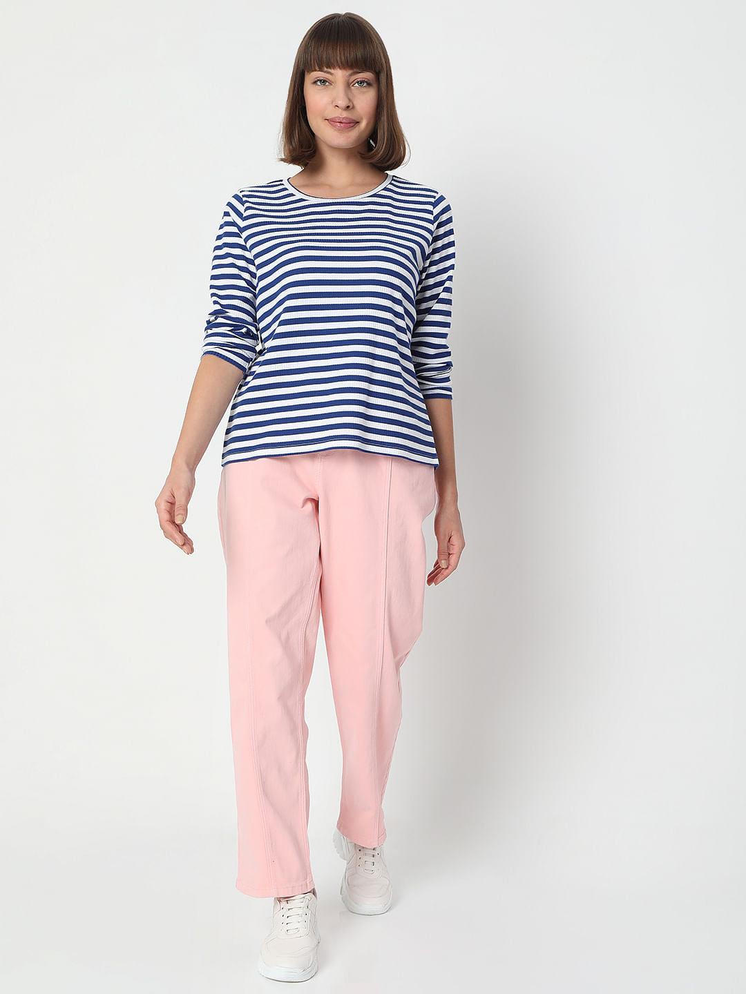 Blue Striped Full Sleeves T-Shirt