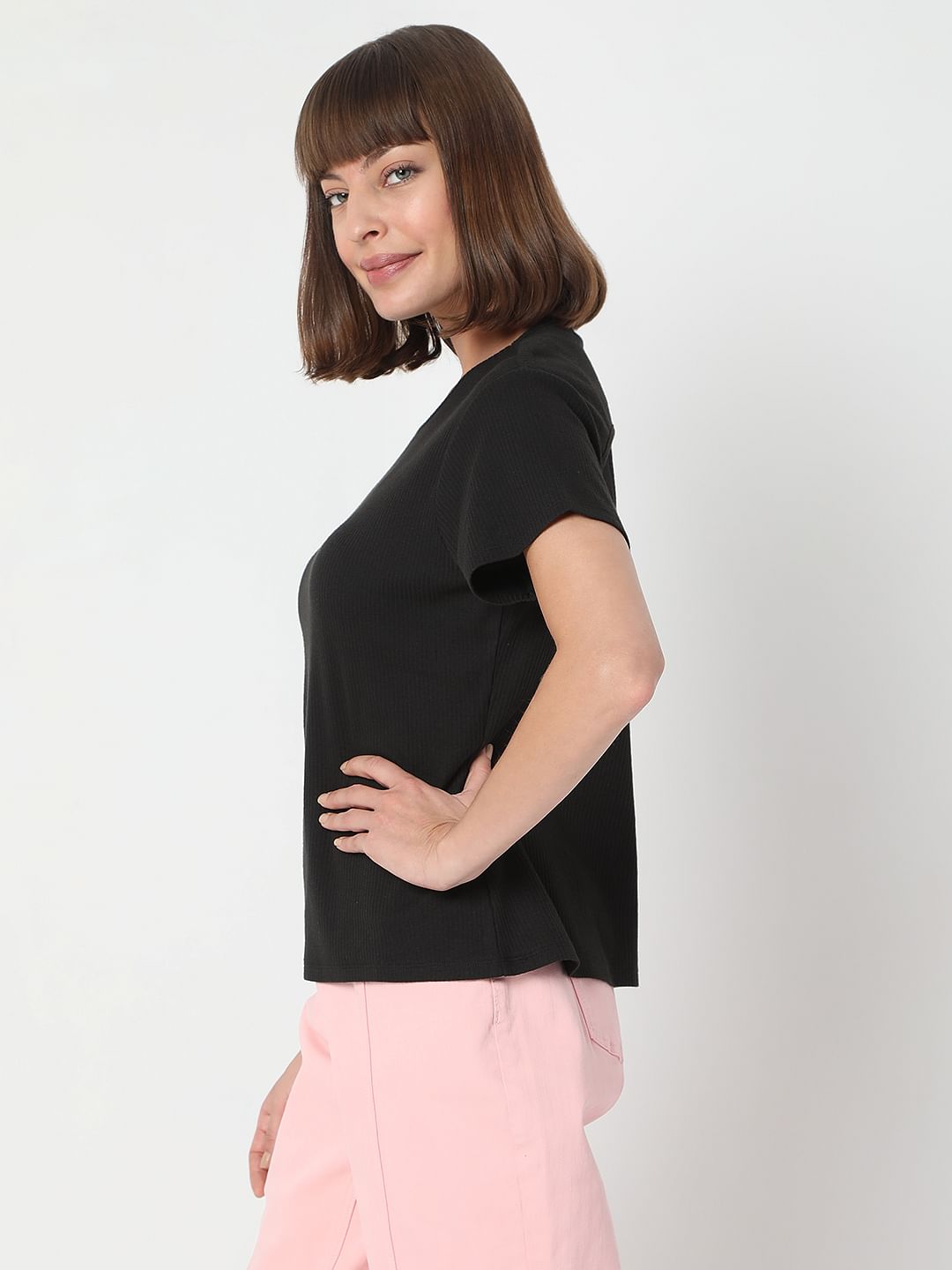 Black Ribbed T-Shirt