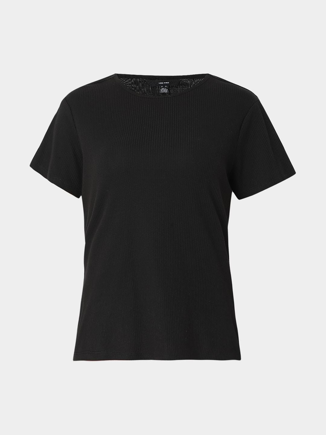 Black Ribbed T-Shirt