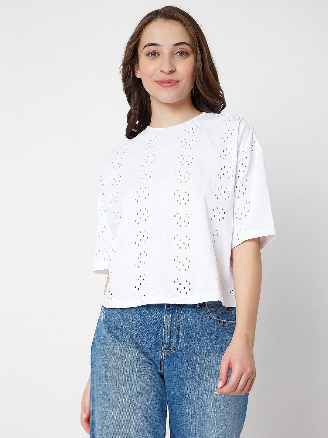 White Schiffli T-Shirt