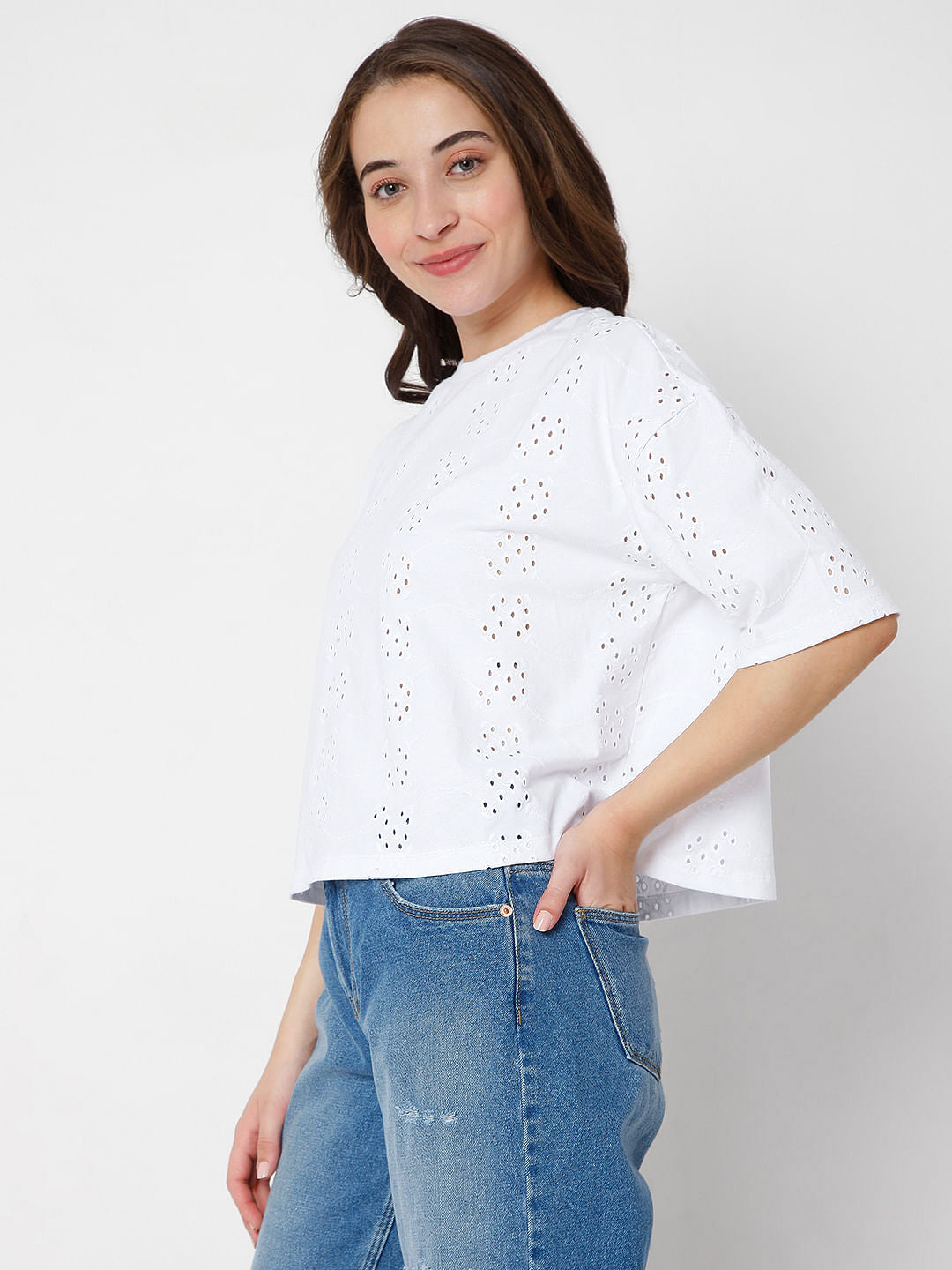 White Schiffli T-Shirt