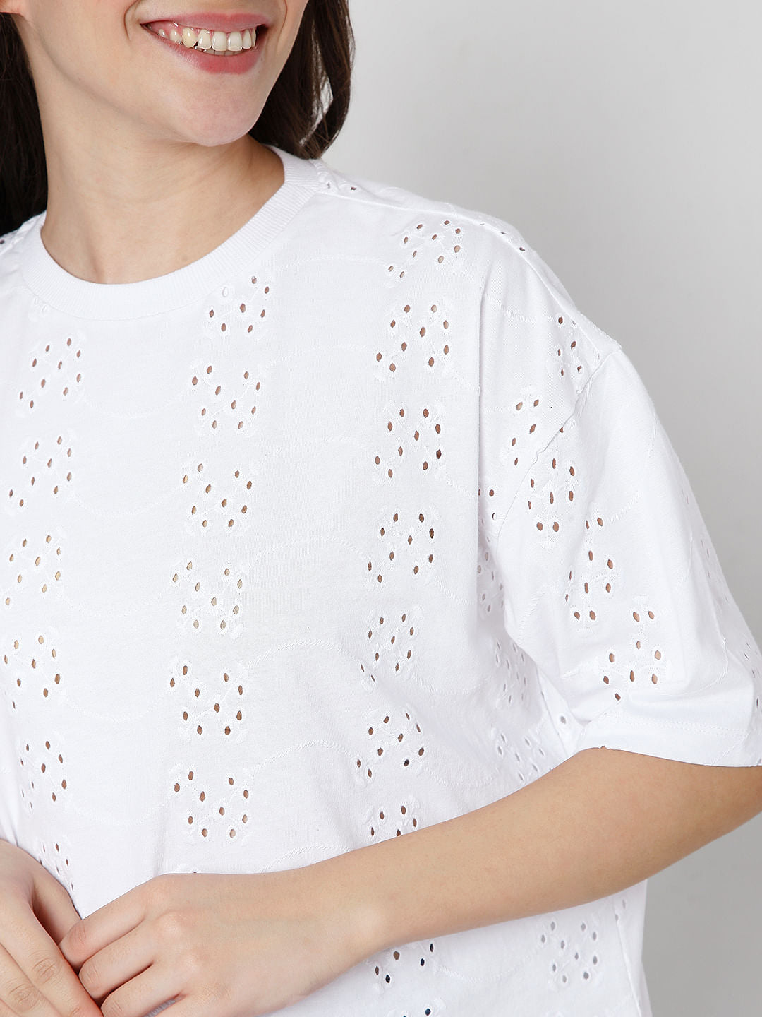 White Schiffli T-Shirt