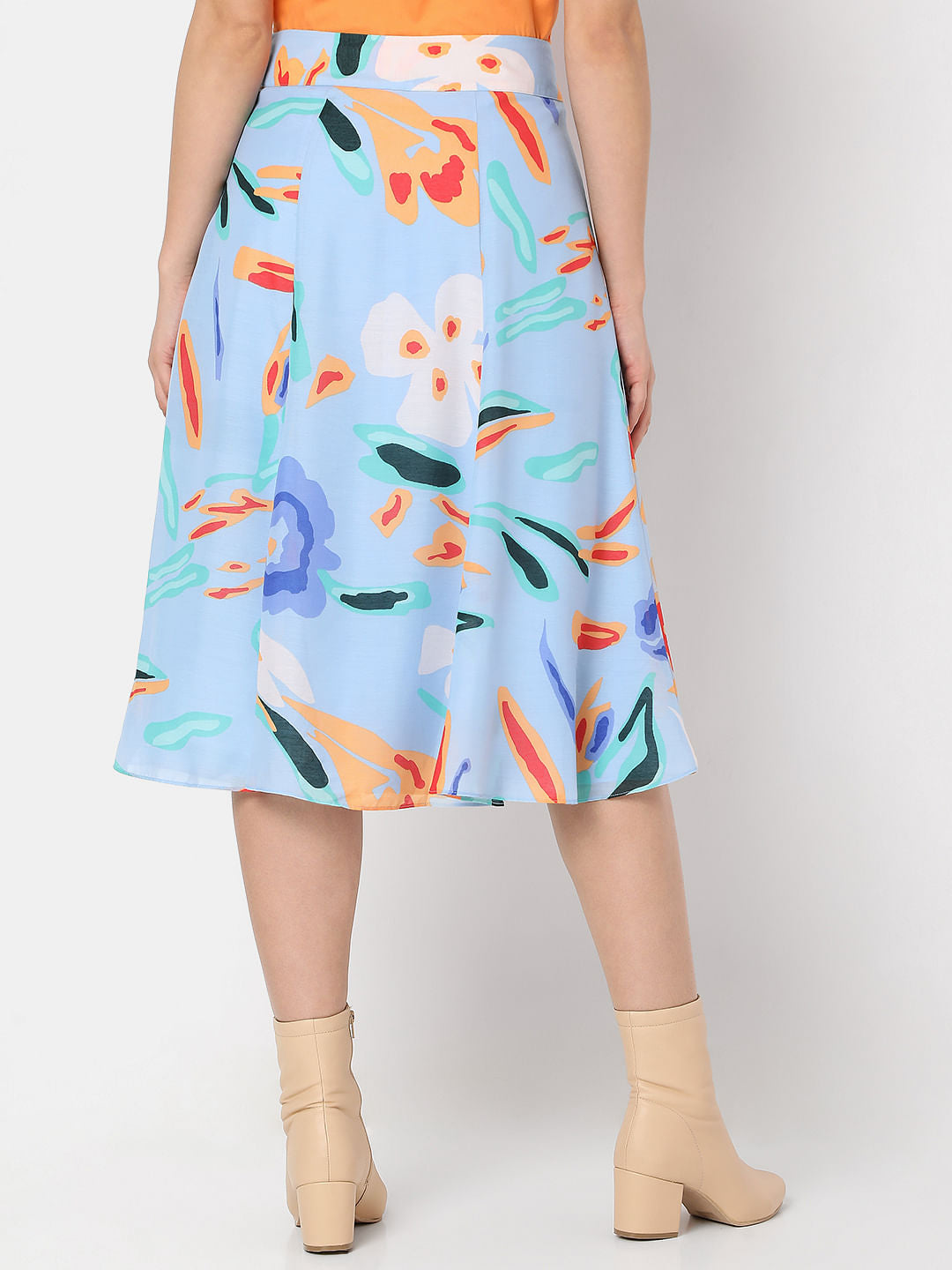 Blue Printed Midi Co-Ord Set Skirt