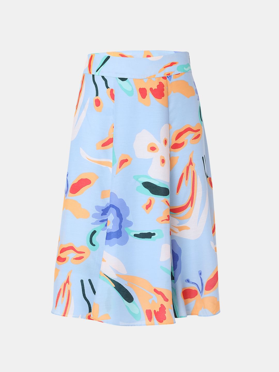 Blue Printed Midi Co-Ord Set Skirt